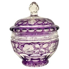 20th Century Amethyst Cut Crystal Bonbonnière