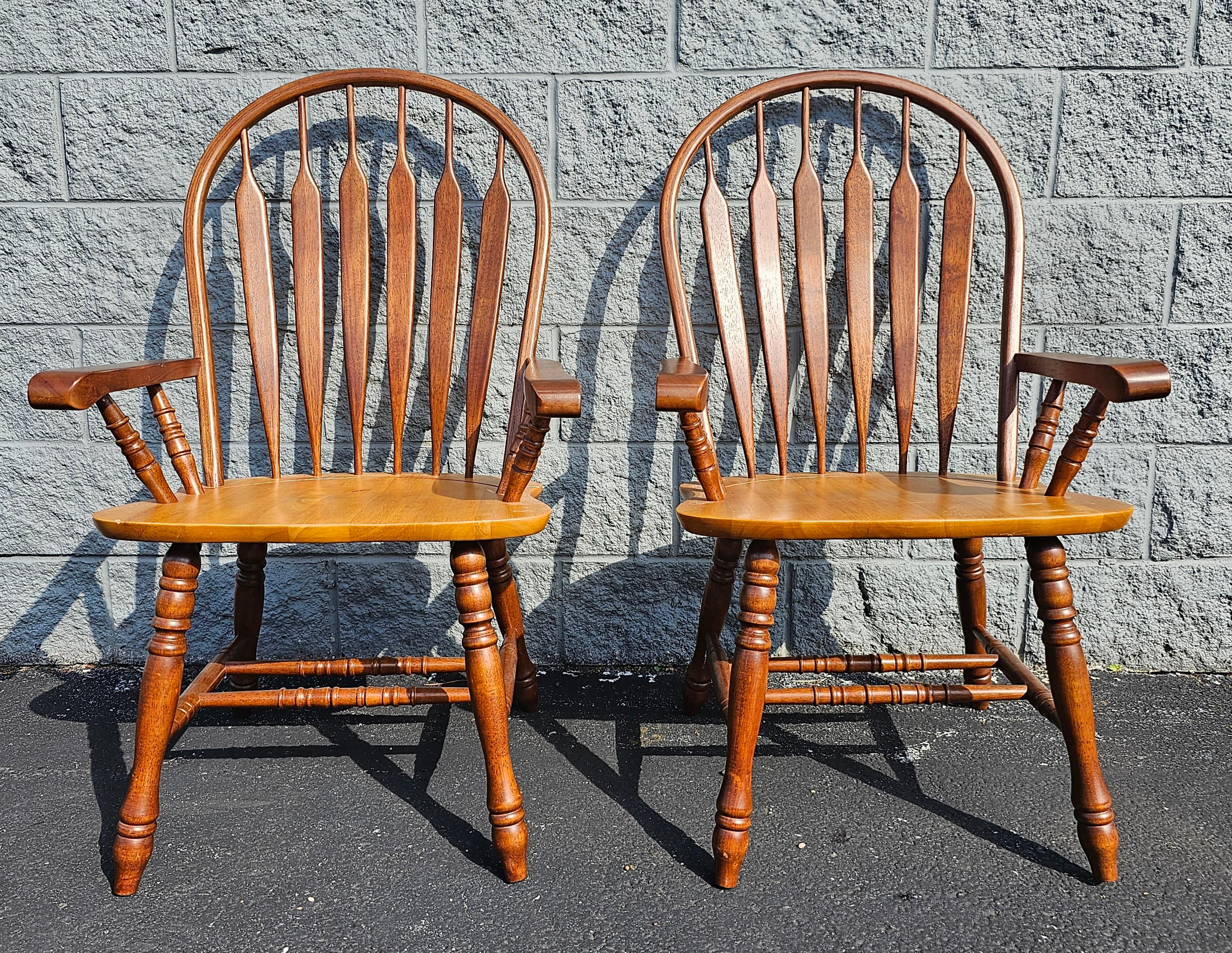 Arts and Crafts 20th Century Amish Elm and Beech Windsor Armchairs, Pairs For Sale