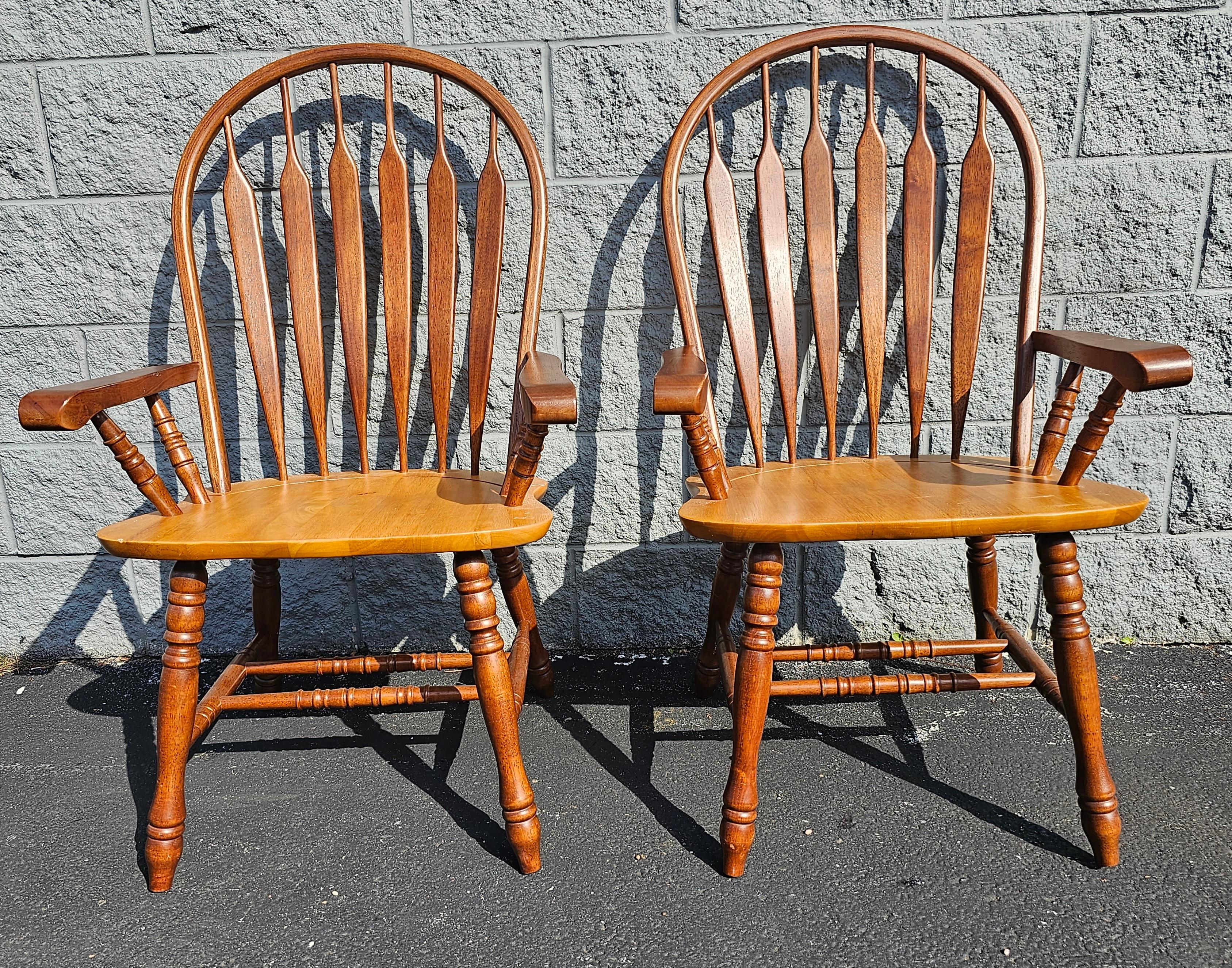 American 20th Century Amish Elm and Beech Windsor Armchairs, Pairs For Sale