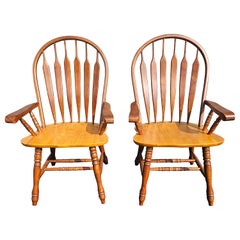 Paires de fauteuils Windsor en orme et hêtre du 20e siècle, Amish
