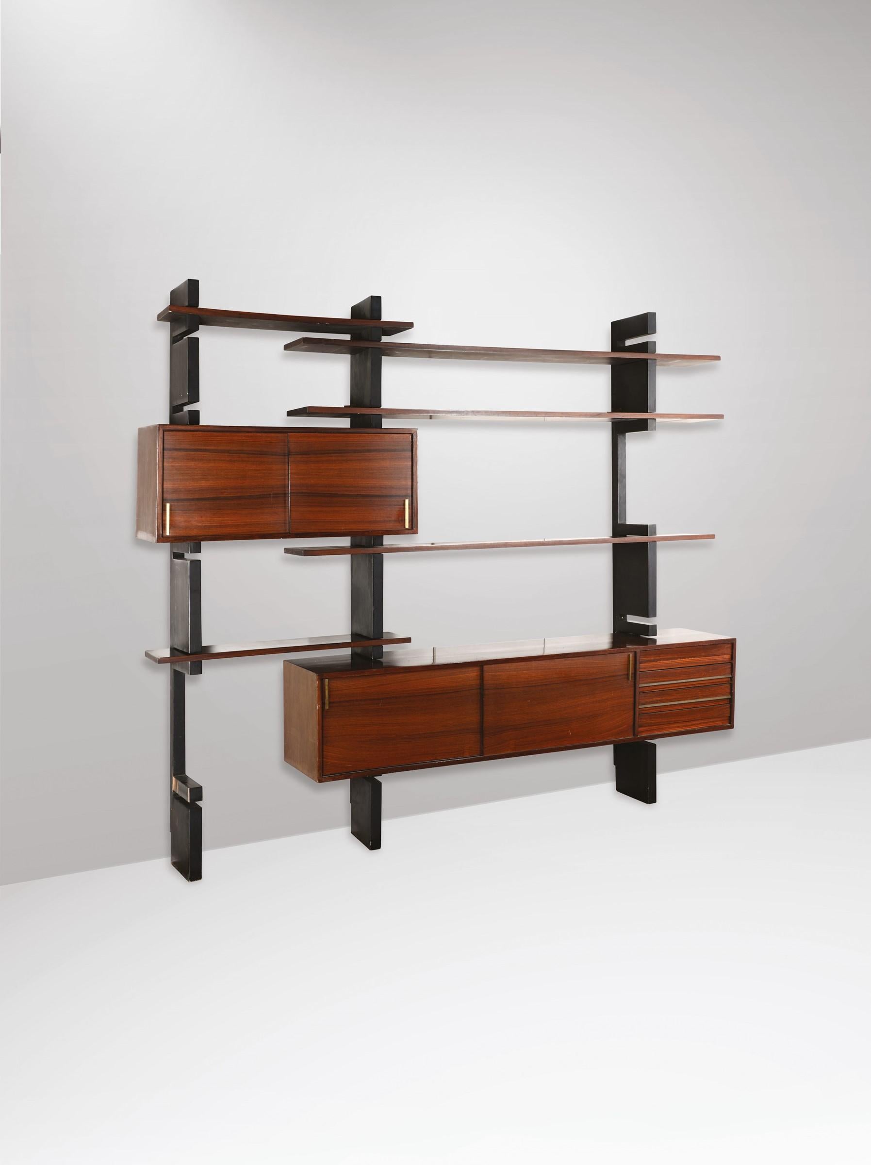Mid-Century Modern 20th Century AMMA Lacquered Wood Modular Bookcase