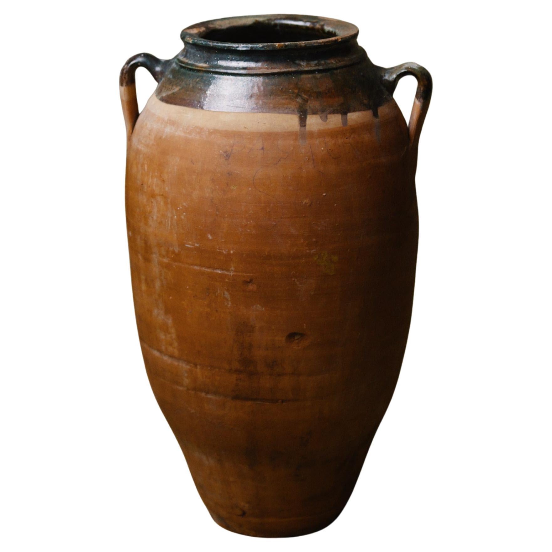 20th Century Anatolian Green-Glazed Terracotta Pot