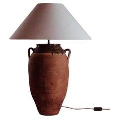 Vintage 20th Century Anatolian Green-Glazed Terracotta Table Lamp