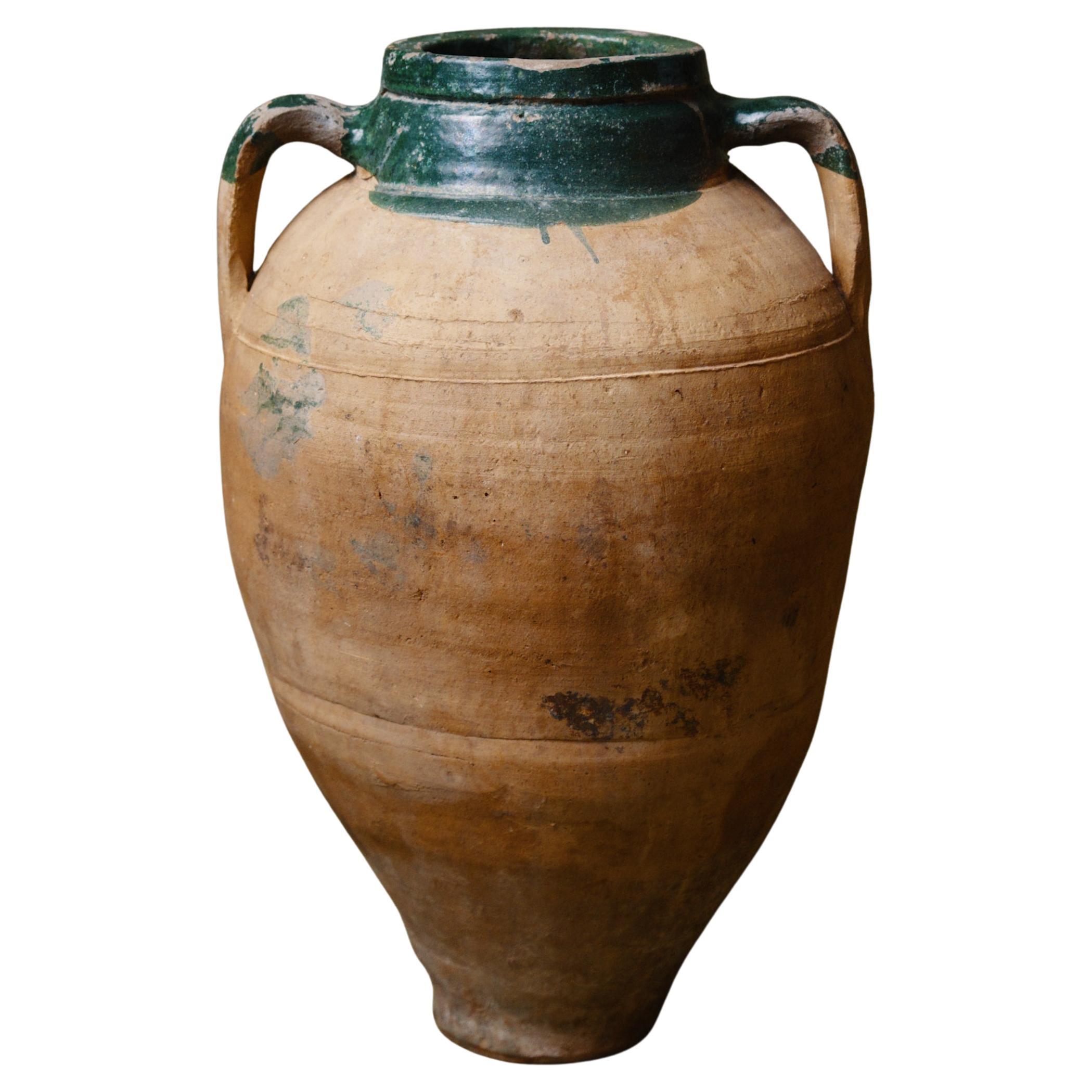 20th Century Anatolian Green-Glazed Terracotta Vessel