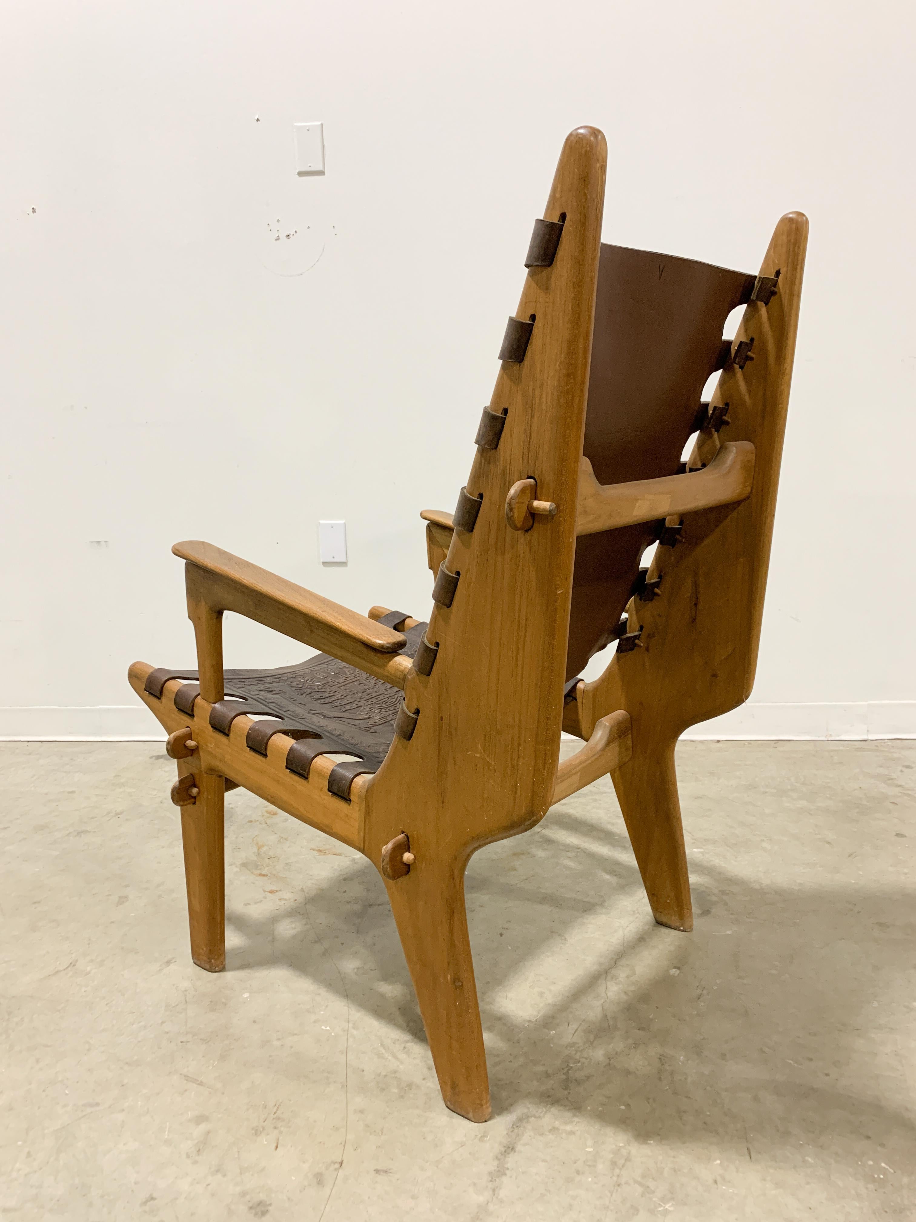 Leather Mid Century Modern Angel Pazmino Throne Chair  For Sale