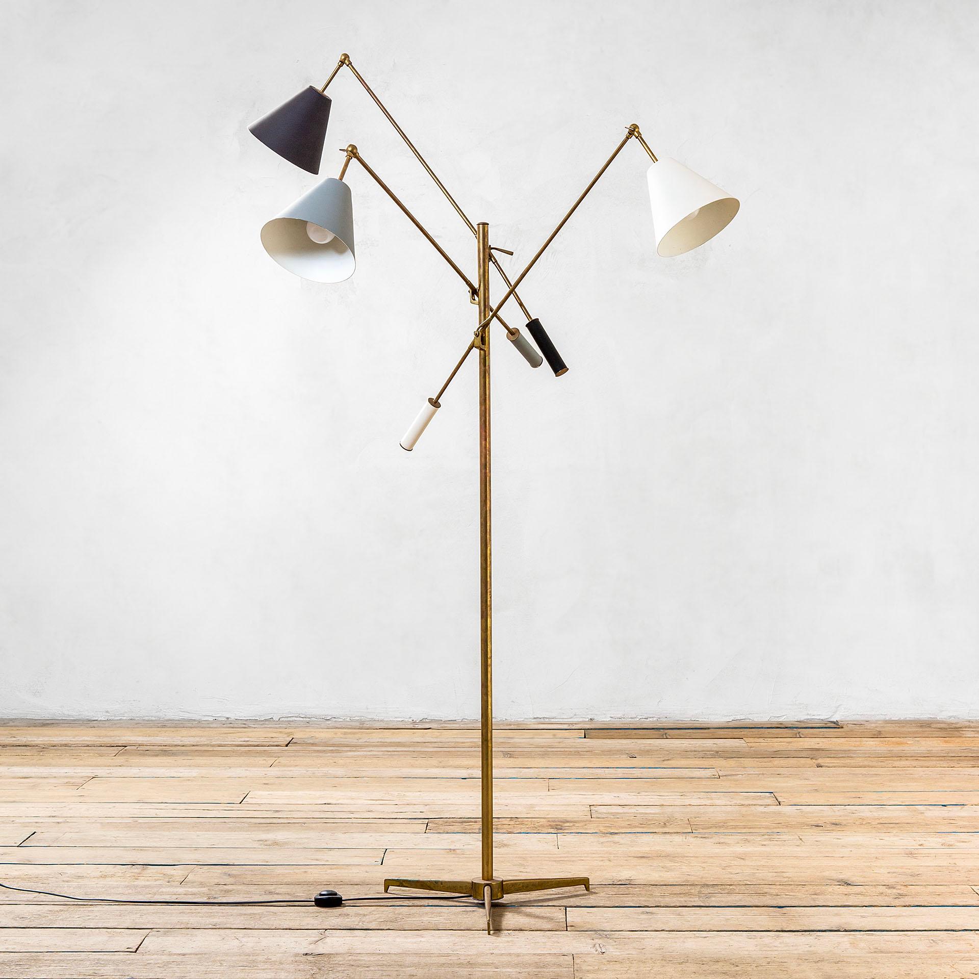 Mid-Century Modern 20th Century Angelo Lelii Floor Lamp Mod. 12128 Triennale for Arredoluce, 50s