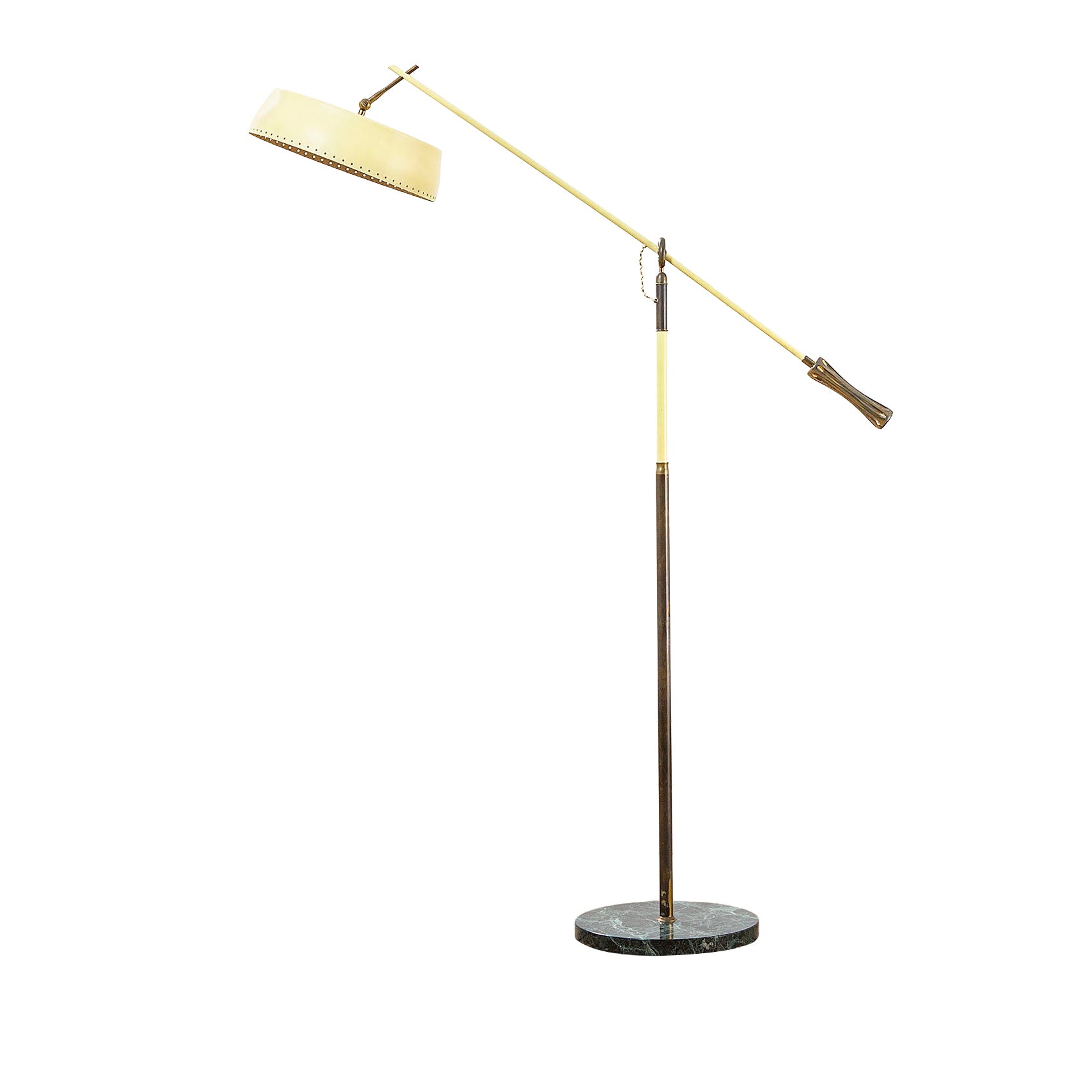 20th Century Angelo Lelii Floor Lamp with Green Marble Base for Arredoluce, 50s For Sale