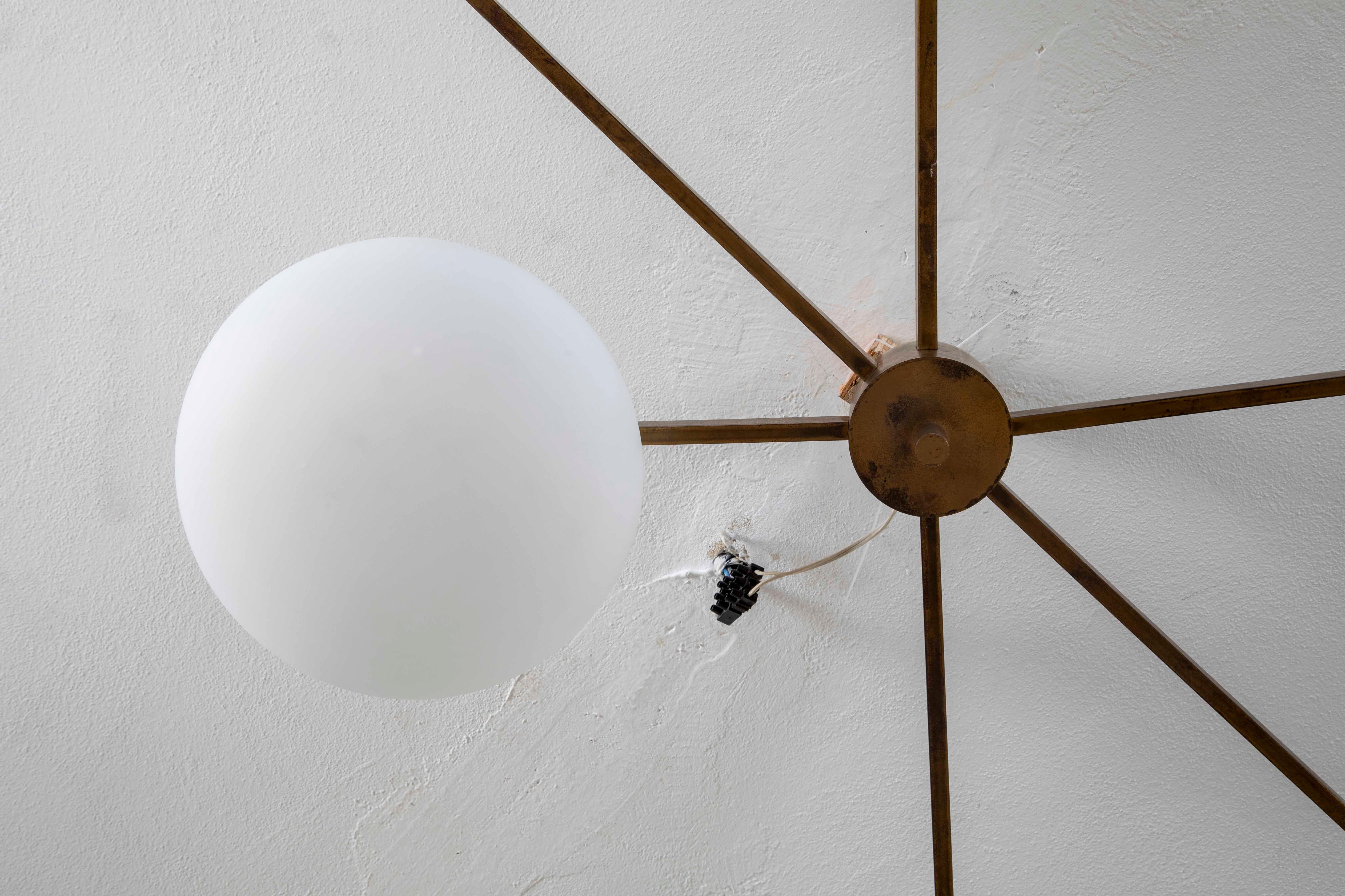 20th Century Angelo Lelii for Arredoluce Lamp Chandelier mod. Six Moon For Sale 2