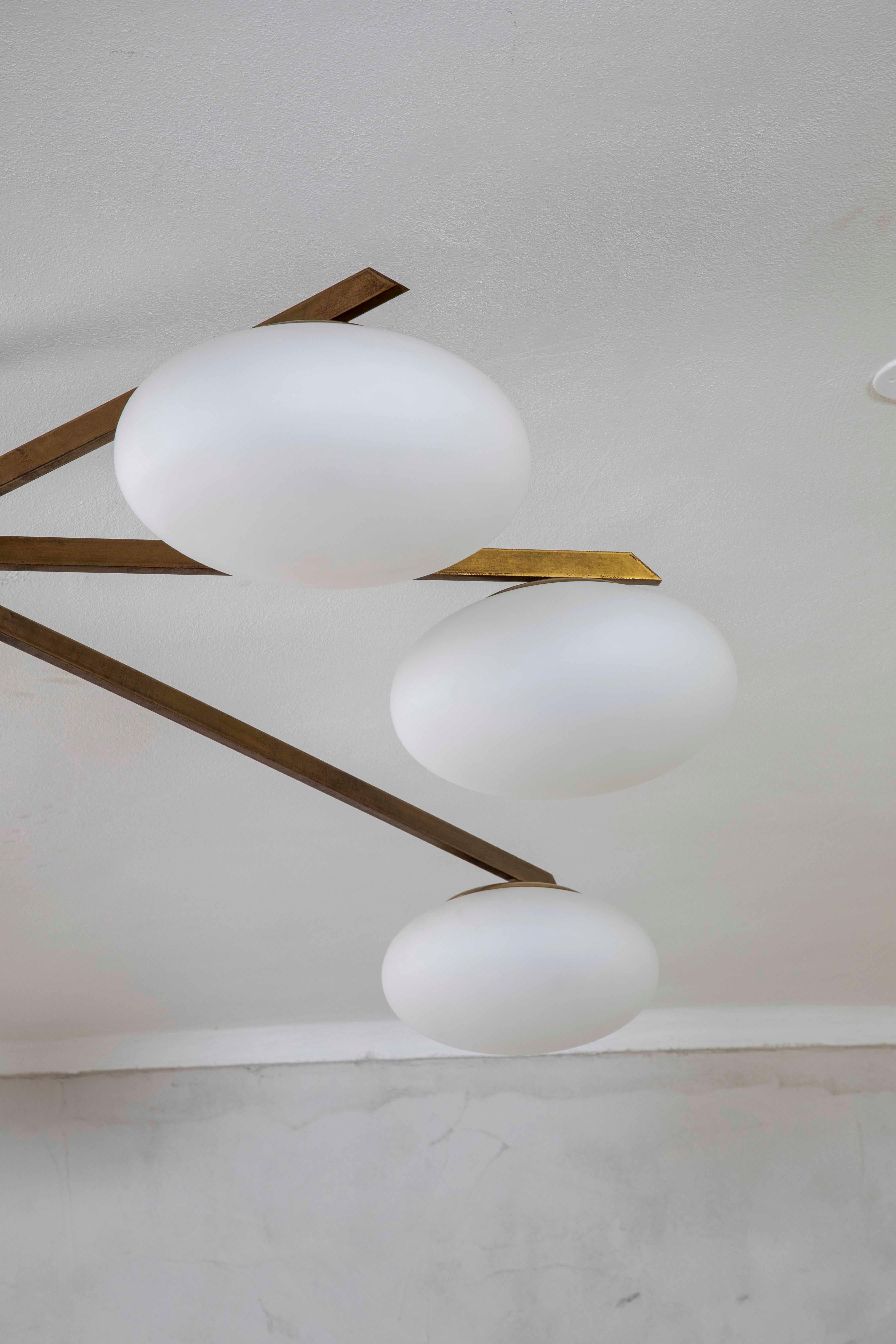 20th Century Angelo Lelii for Arredoluce Lamp Chandelier mod. Six Moon For Sale 3