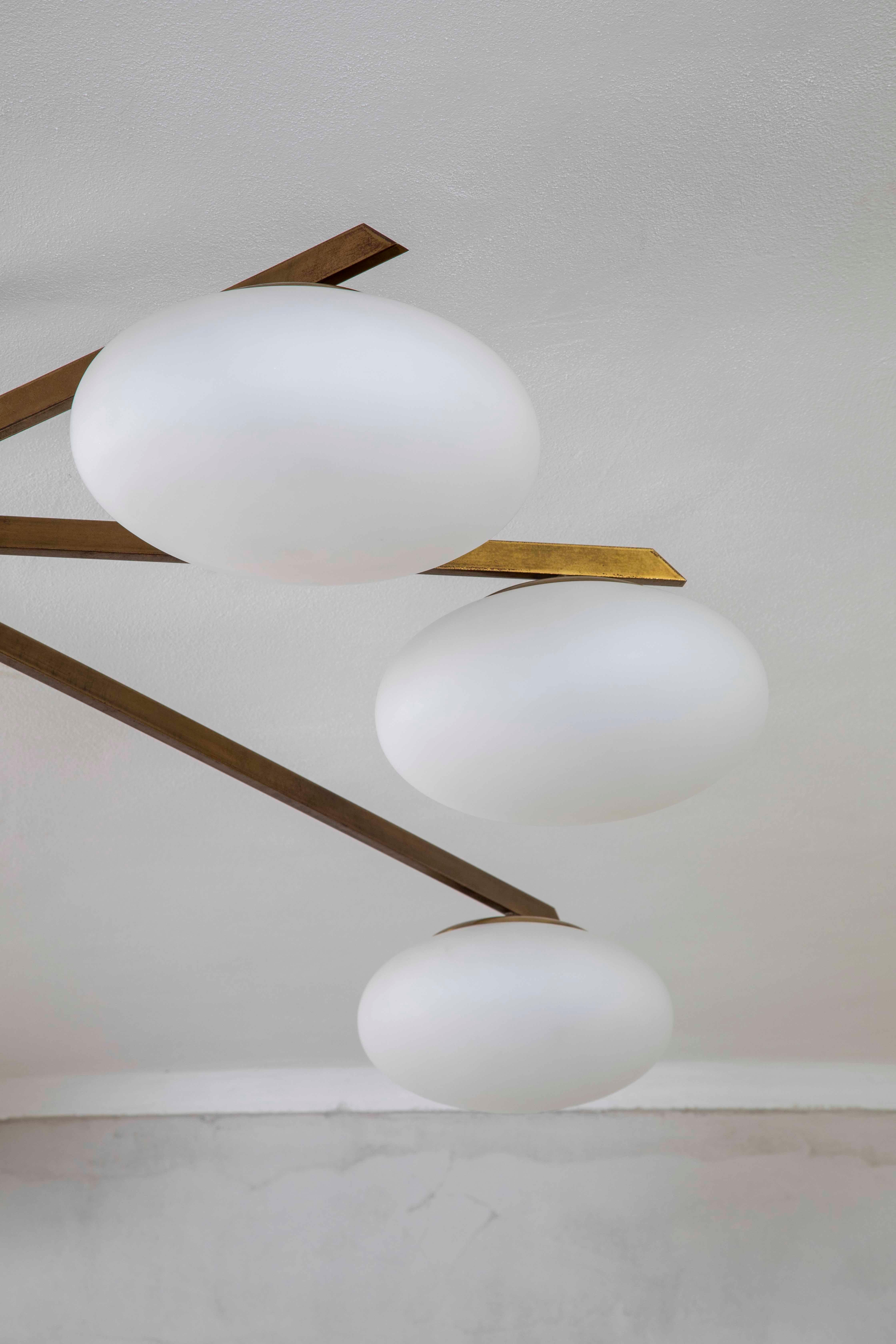 20th Century Angelo Lelii for Arredoluce Lamp Chandelier mod. Six Moon For Sale 4