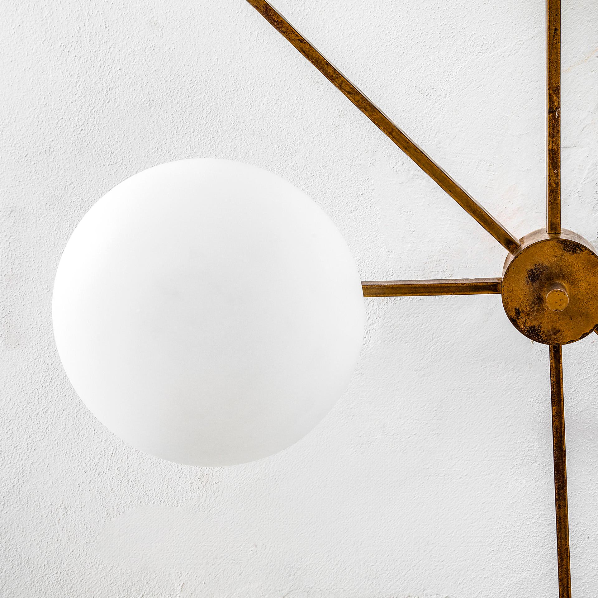 Italian 20th Century Angelo Lelii for Arredoluce Lamp Chandelier mod. Six Moon For Sale