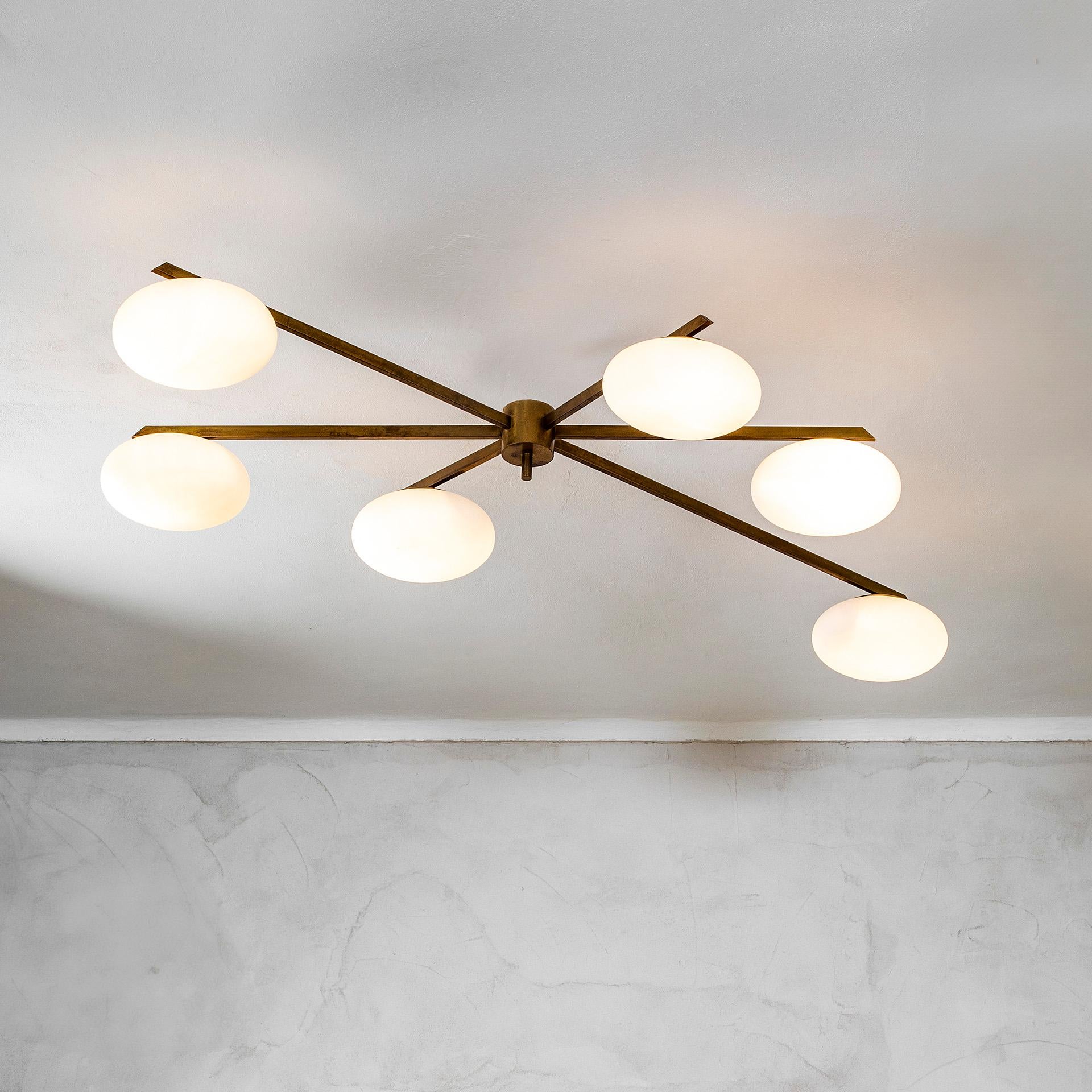 20th Century Angelo Lelii for Arredoluce Lamp Chandelier mod. Six Moon In Good Condition For Sale In Turin, Turin