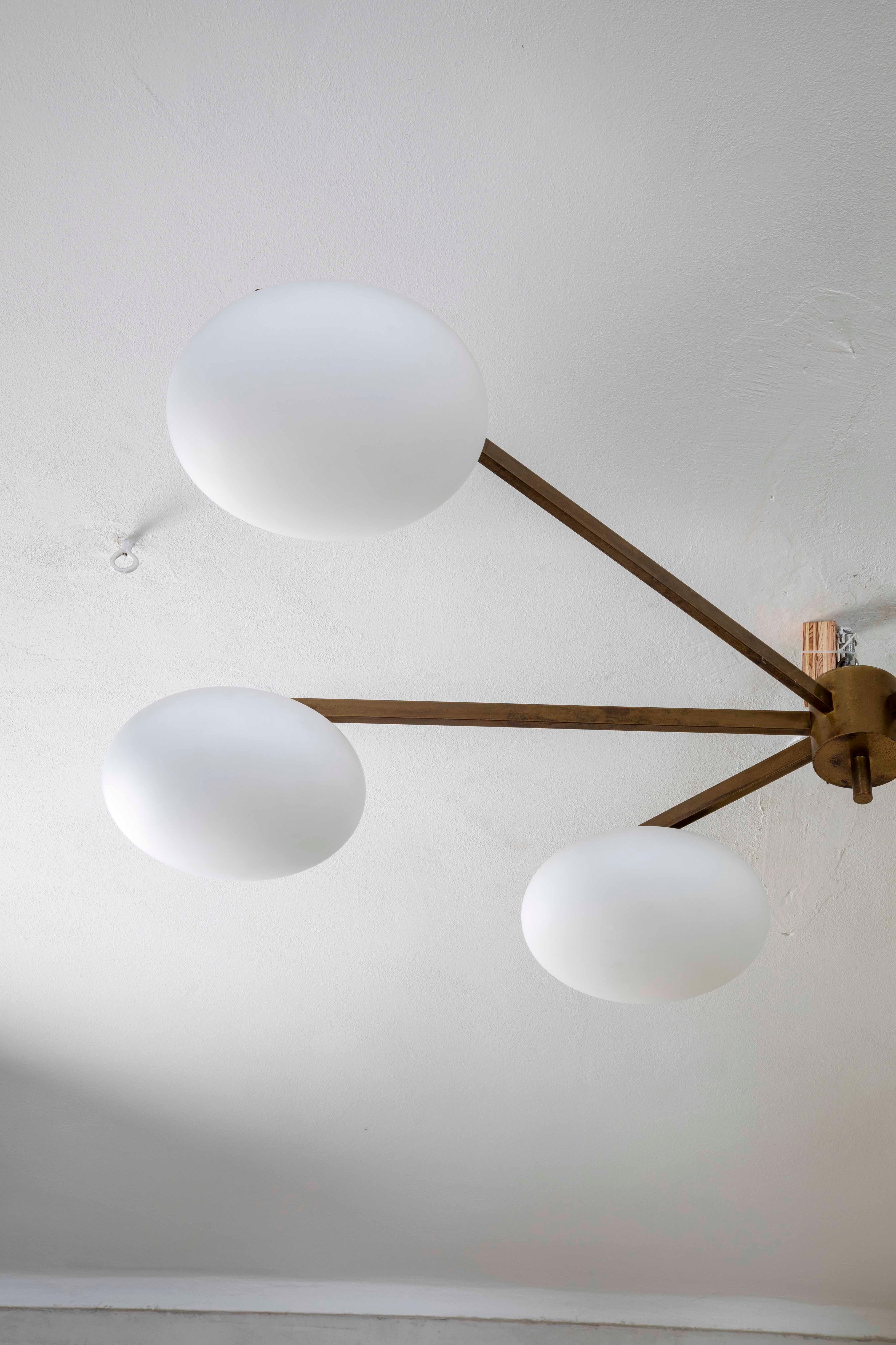 20th Century Angelo Lelii for Arredoluce Lamp Chandelier mod. Six Moon For Sale 1