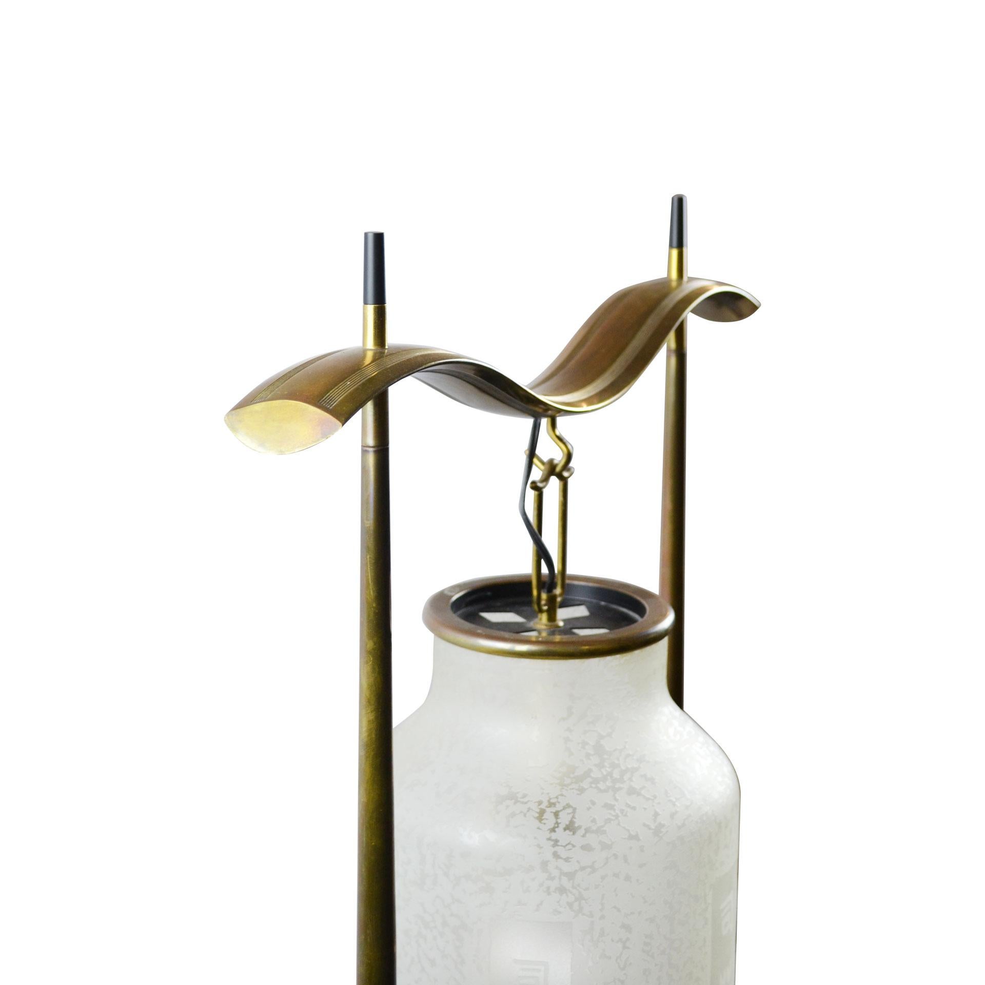 20th Century Angelo Lelii Hong Kong Floor Lamp for Arredoluce in Brass and Glass 1