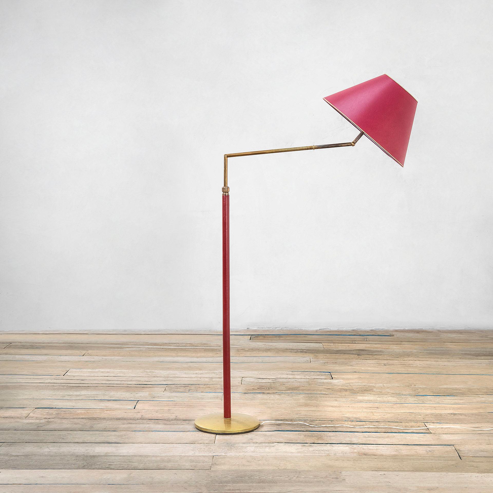 Painted 20th Century Angelo Lelii Mod Tris Floor Lamp Arredoluce Adjustable Diffuser 50s For Sale
