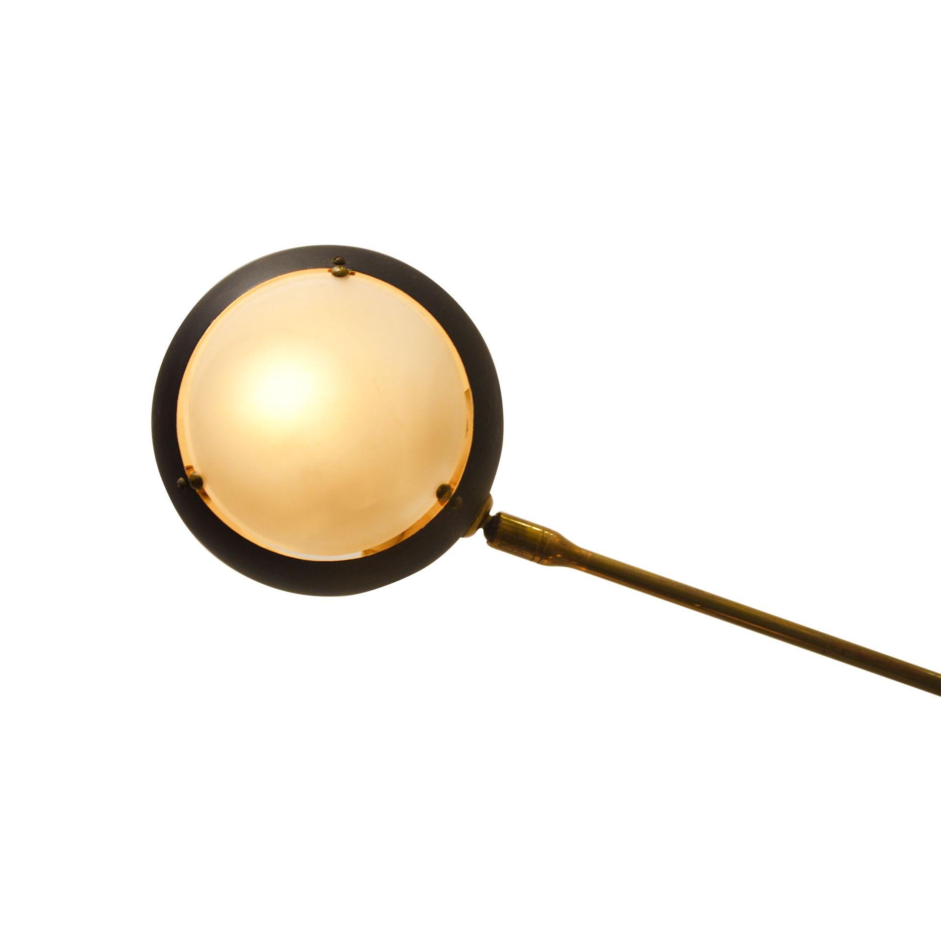 Italian 20th Century Angelo Lelli Ceiling Lamp Chandelier Sconce Arredoluce Brass Glass