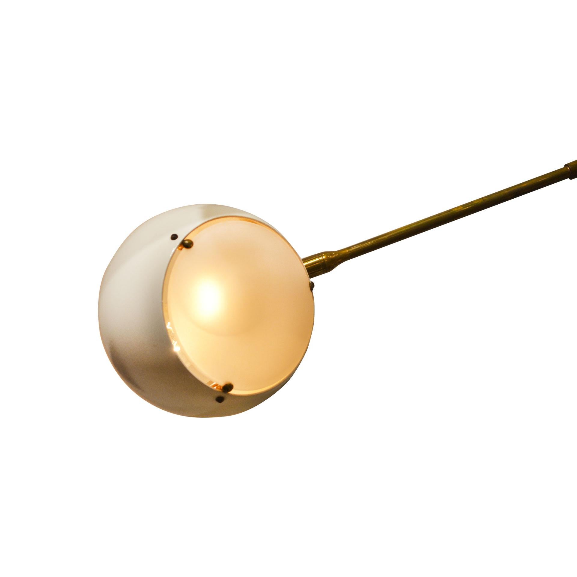 Lacquered 20th Century Angelo Lelli Ceiling Lamp Chandelier Sconce Arredoluce Brass Glass