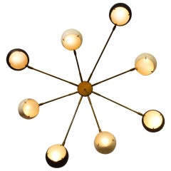 20th Century Angelo Lelli Ceiling Lamp Chandelier Sconce Arredoluce Brass Glass