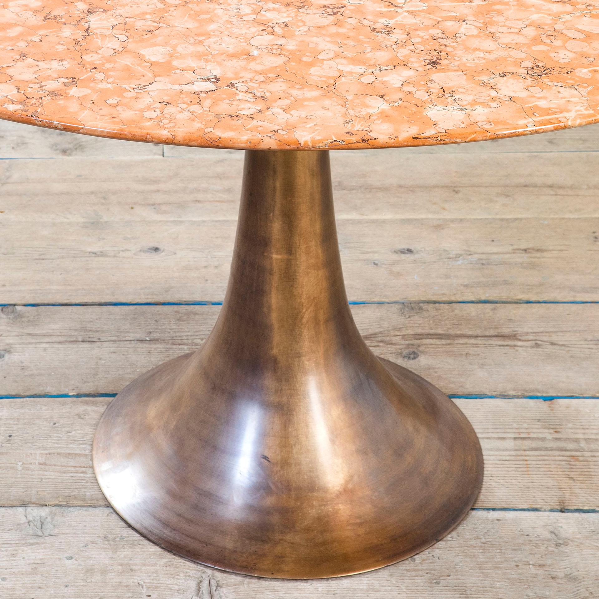 20th Century Angelo Mangiarotti Bernini Table Mod. 302 Brass and Marble, 50s In Good Condition For Sale In Turin, Turin