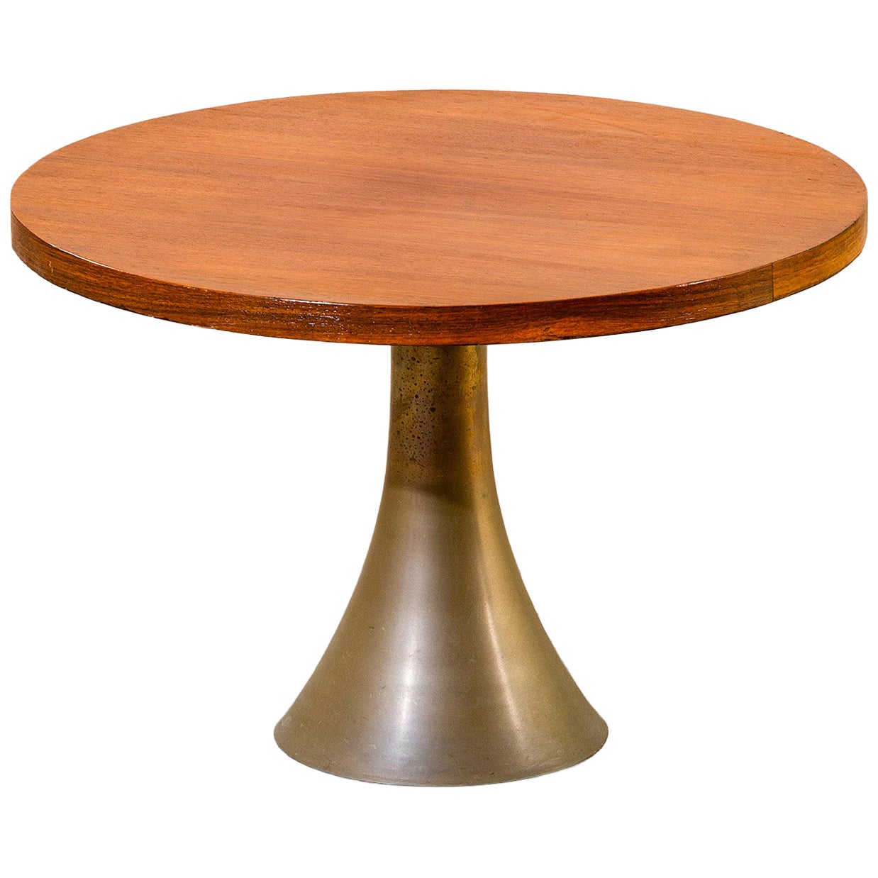20th Century, Angelo Mangiarotti Bronze and Wooden Coffee Table in vendita