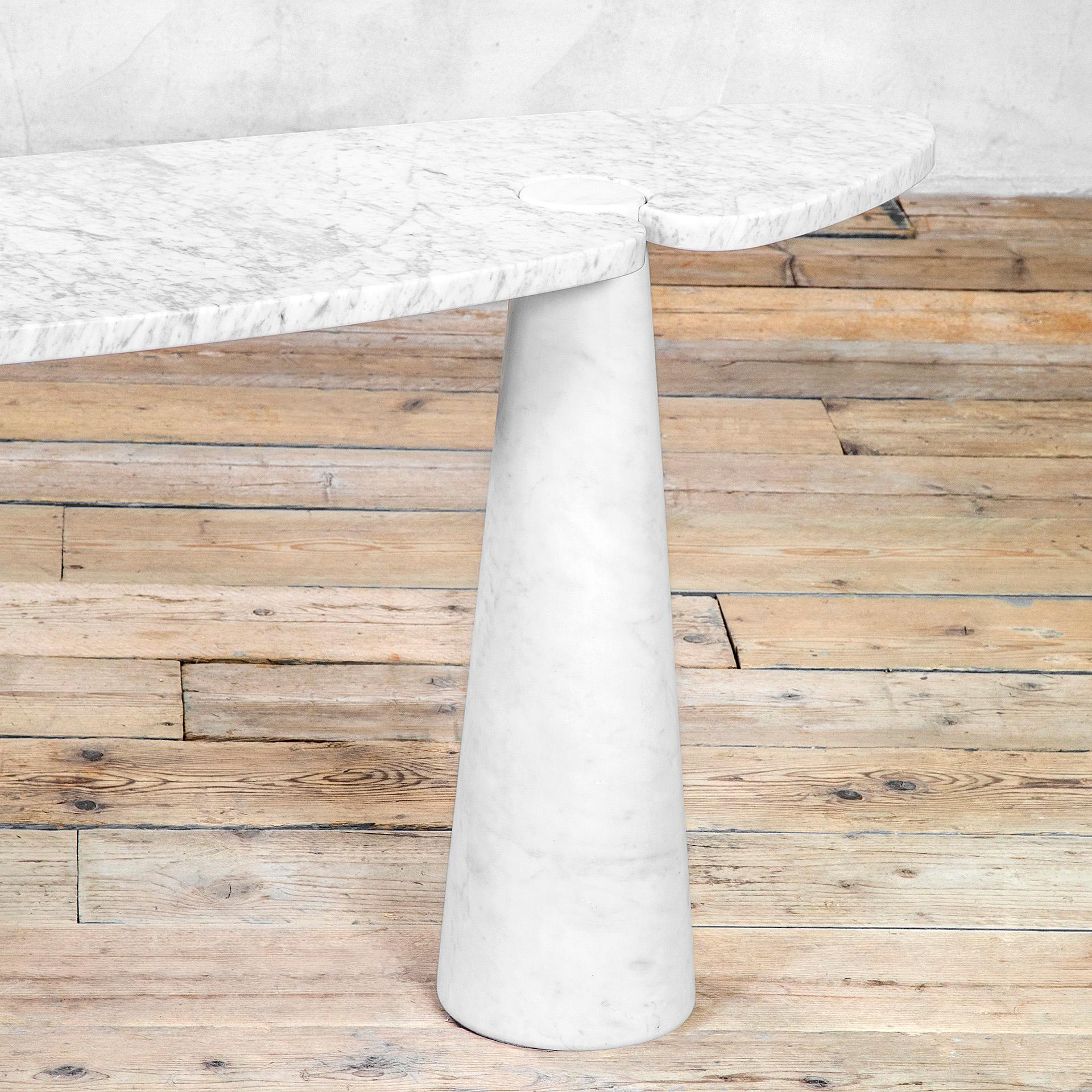 Mid-Century Modern 20th Century Angelo Mangiarotti Consolle Table mod. Eros in Carrara Marble For Sale