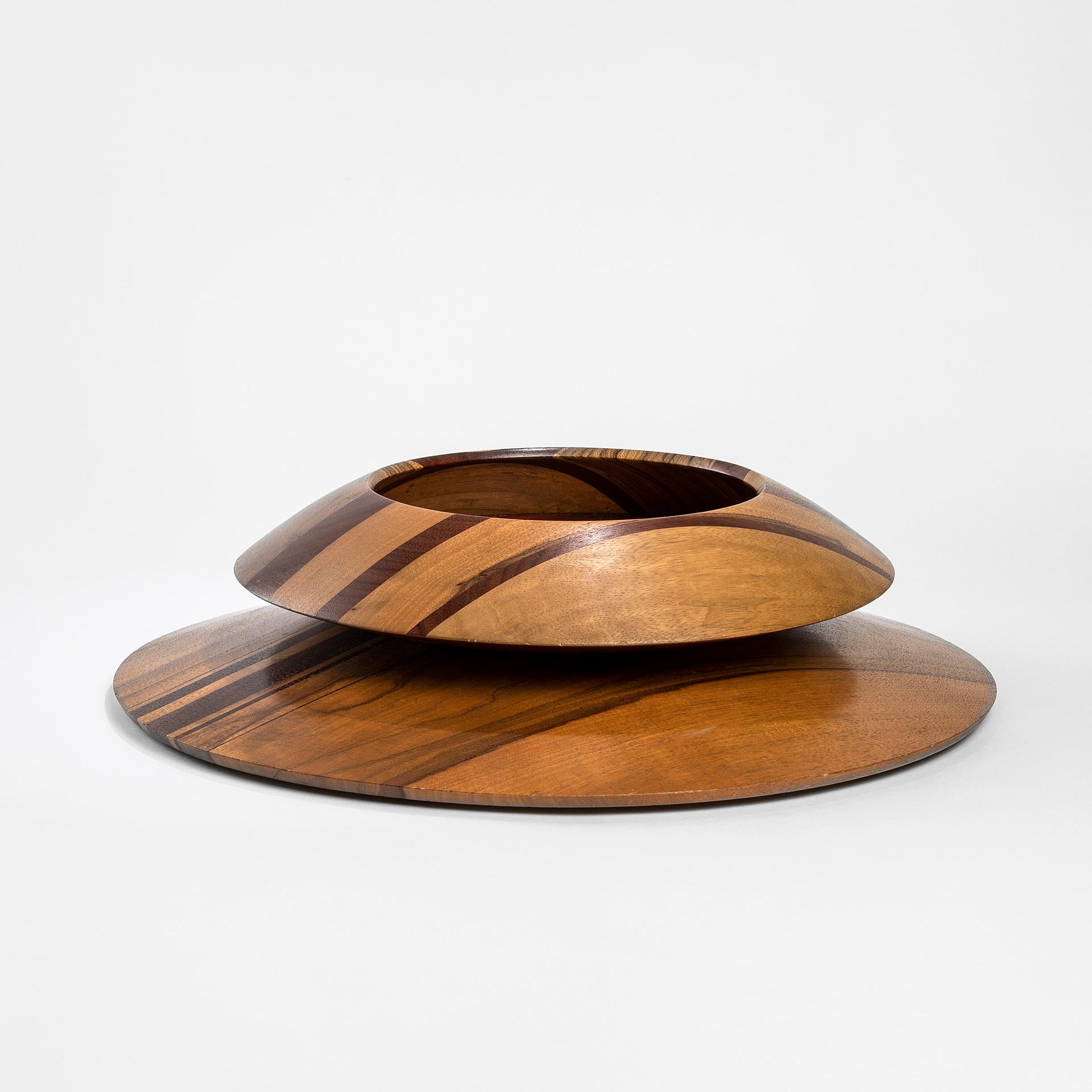 Mid-Century Modern 20th Century Angelo Mangiarotti Pair of Centerpieces for Gracchi in Wood, 80s For Sale