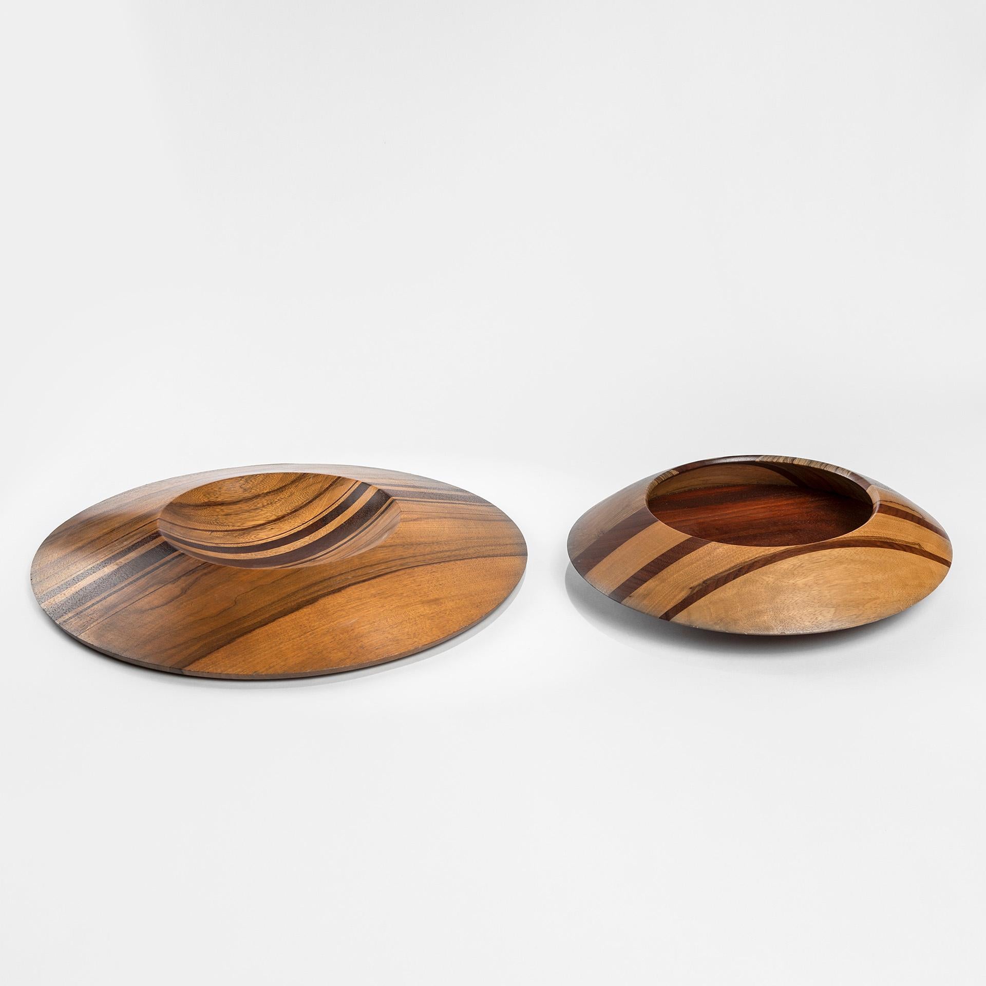 Late 20th Century 20th Century Angelo Mangiarotti Pair of Centerpieces for Gracchi in Wood, 80s For Sale