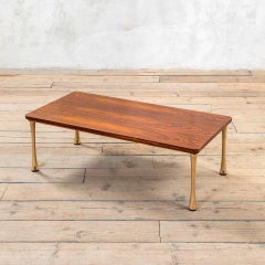 20th Century, Angelo Mangiarotti Wooden and Brass Coffee Table