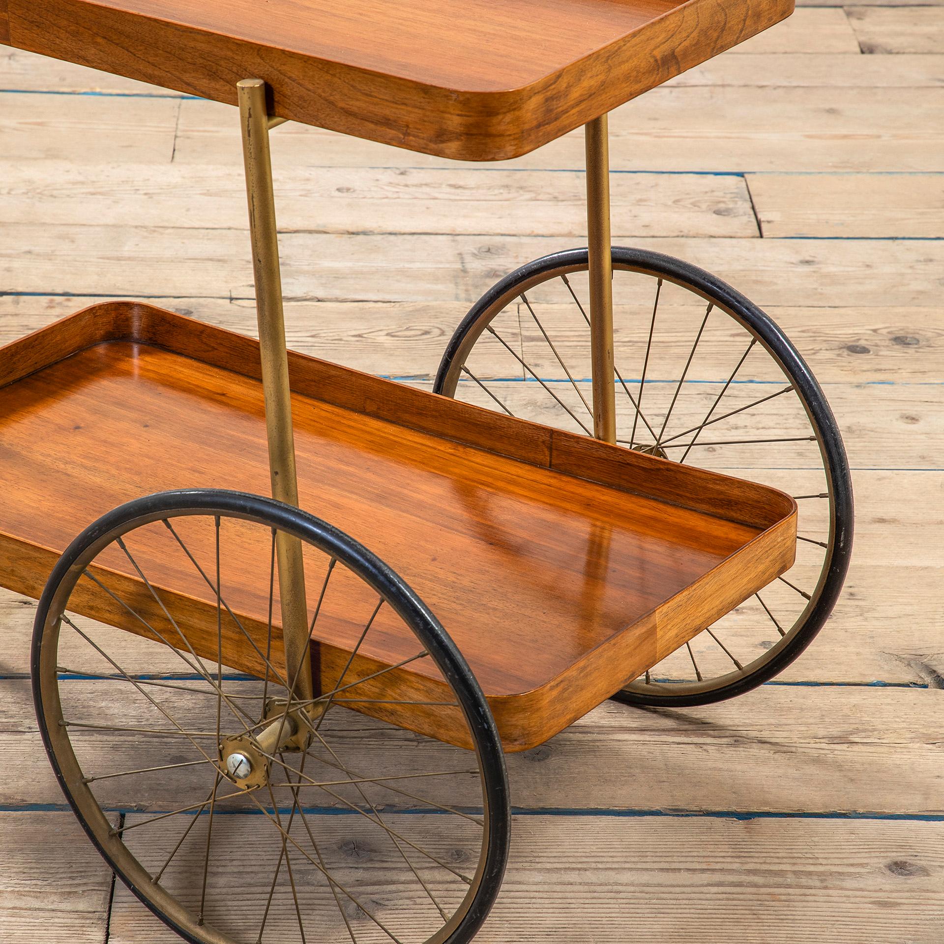 siglo XX, Angelo Ostuni Carro de madera años 60 Moderno de mediados de siglo en venta