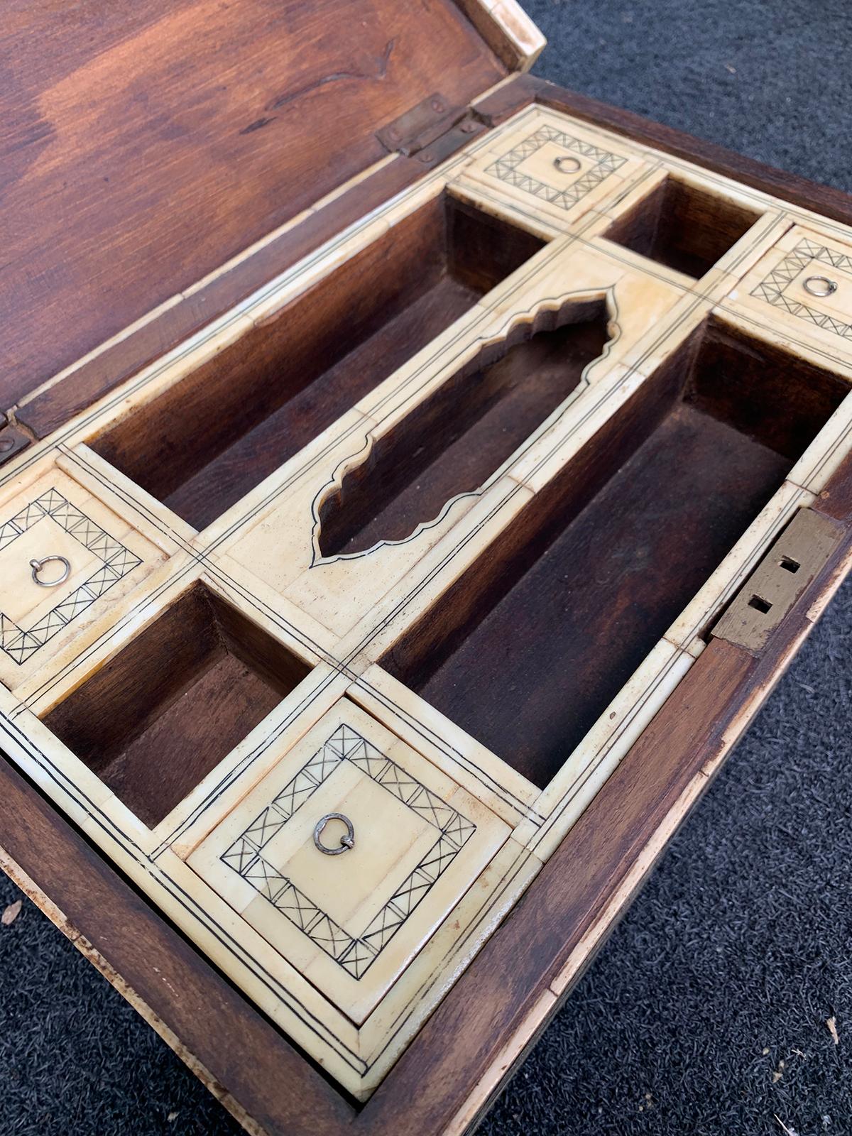 20th Century Anglo-Indian Bone Inlaid Box with Insert 6