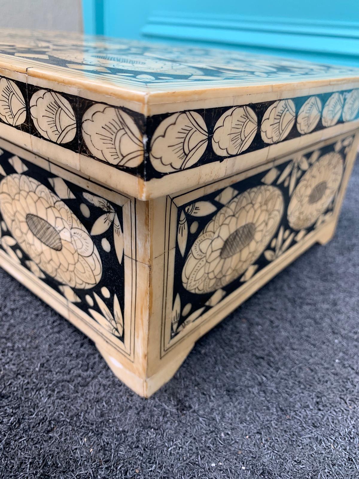 20th Century Anglo-Indian Bone Inlaid Box with Insert 8