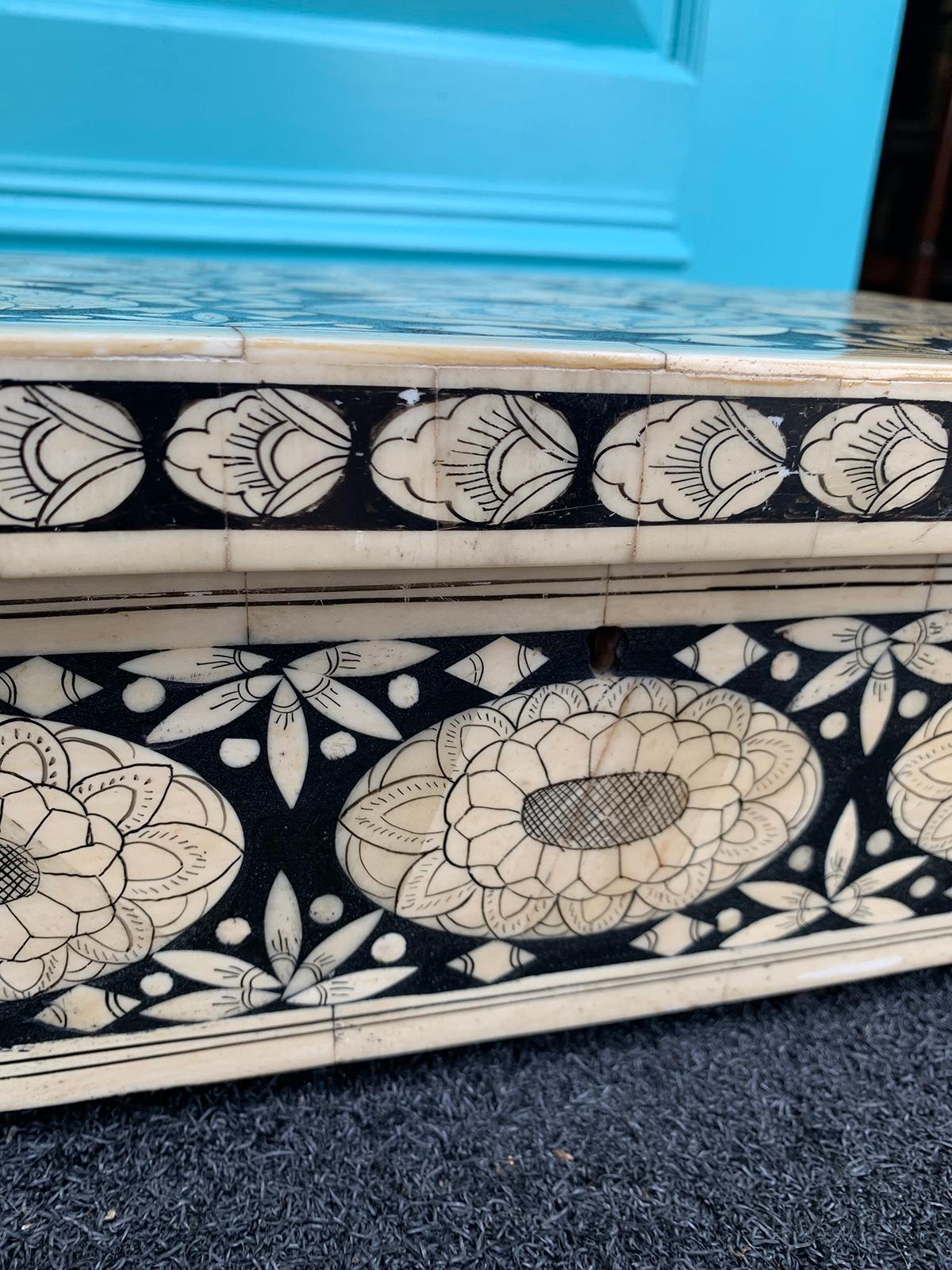 20th Century Anglo-Indian Bone Inlaid Box with Insert 9