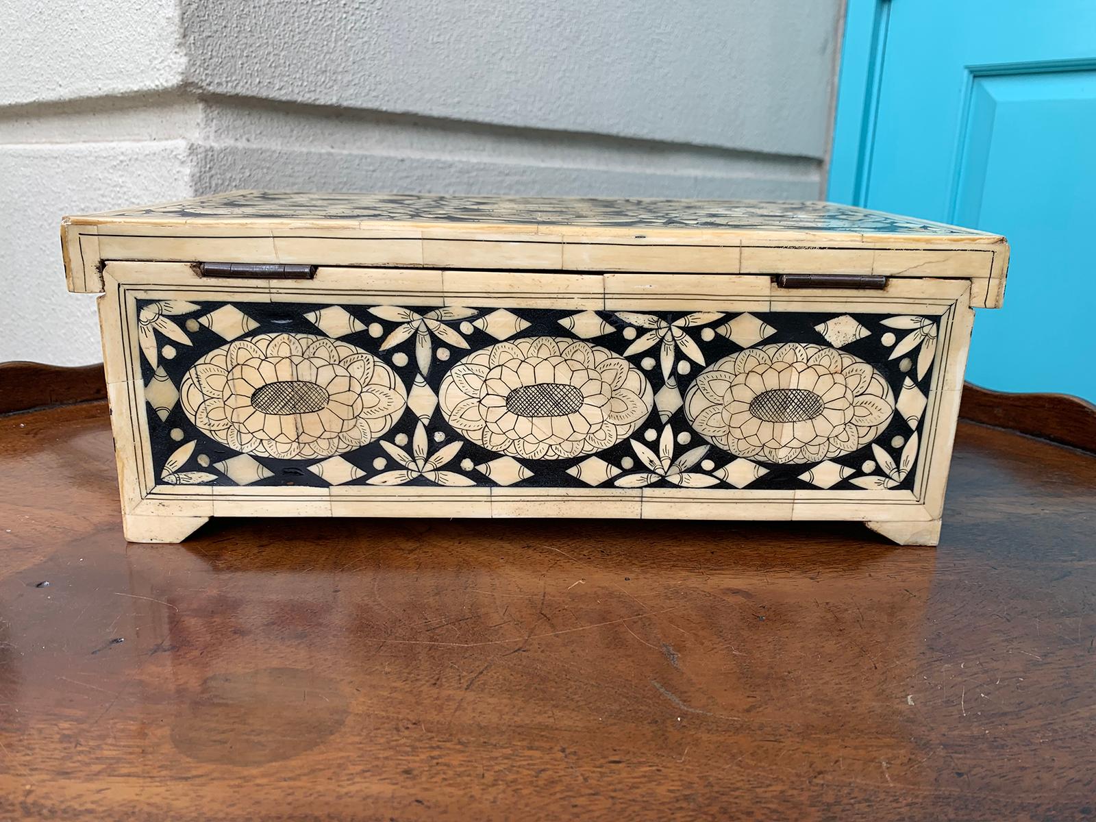 20th Century Anglo-Indian Bone Inlaid Box with Insert 13