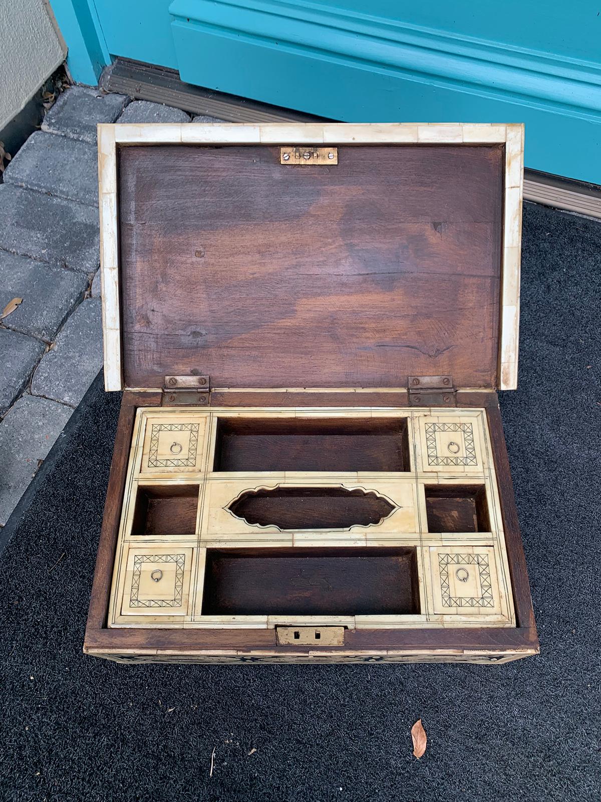 20th Century Anglo-Indian Bone Inlaid Box with Insert 3