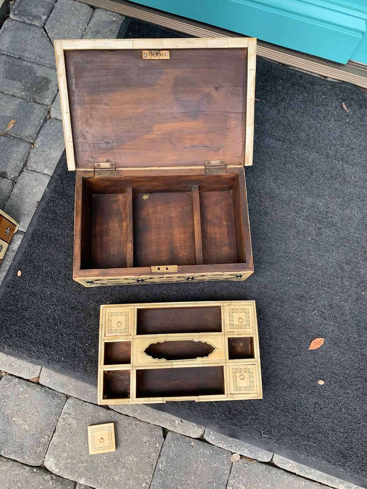 20th Century Anglo-Indian Bone Inlaid Box with Insert 5