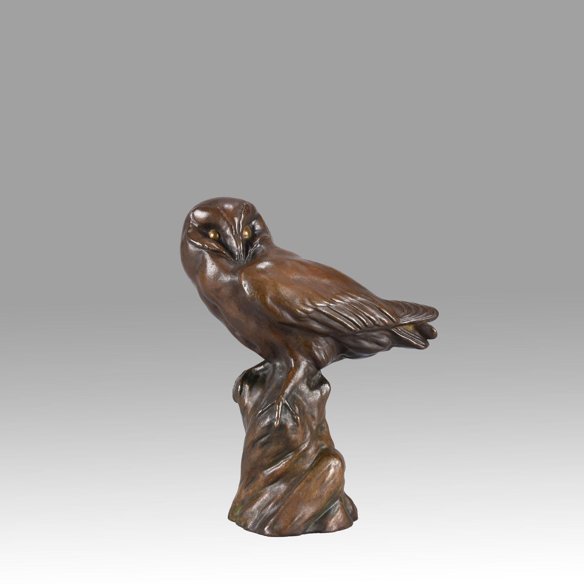 Tierbild des 20. Jahrhunderts „Resting Owl“ von H Sieloff im Angebot 5