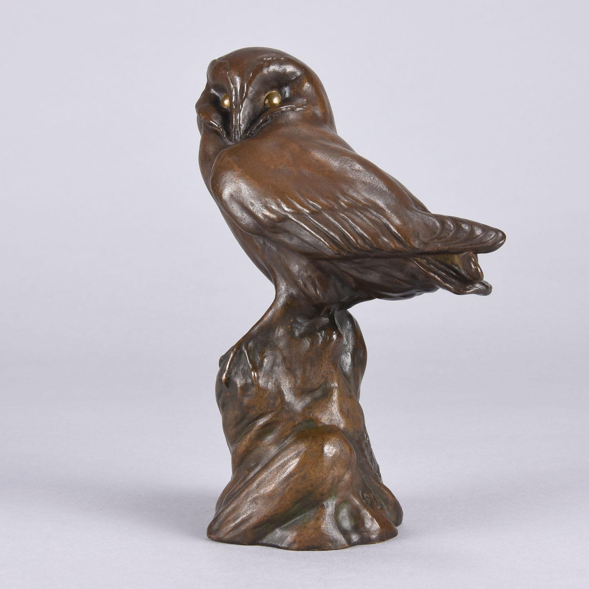 Tierbild des 20. Jahrhunderts „Resting Owl“ von H Sieloff im Angebot 2