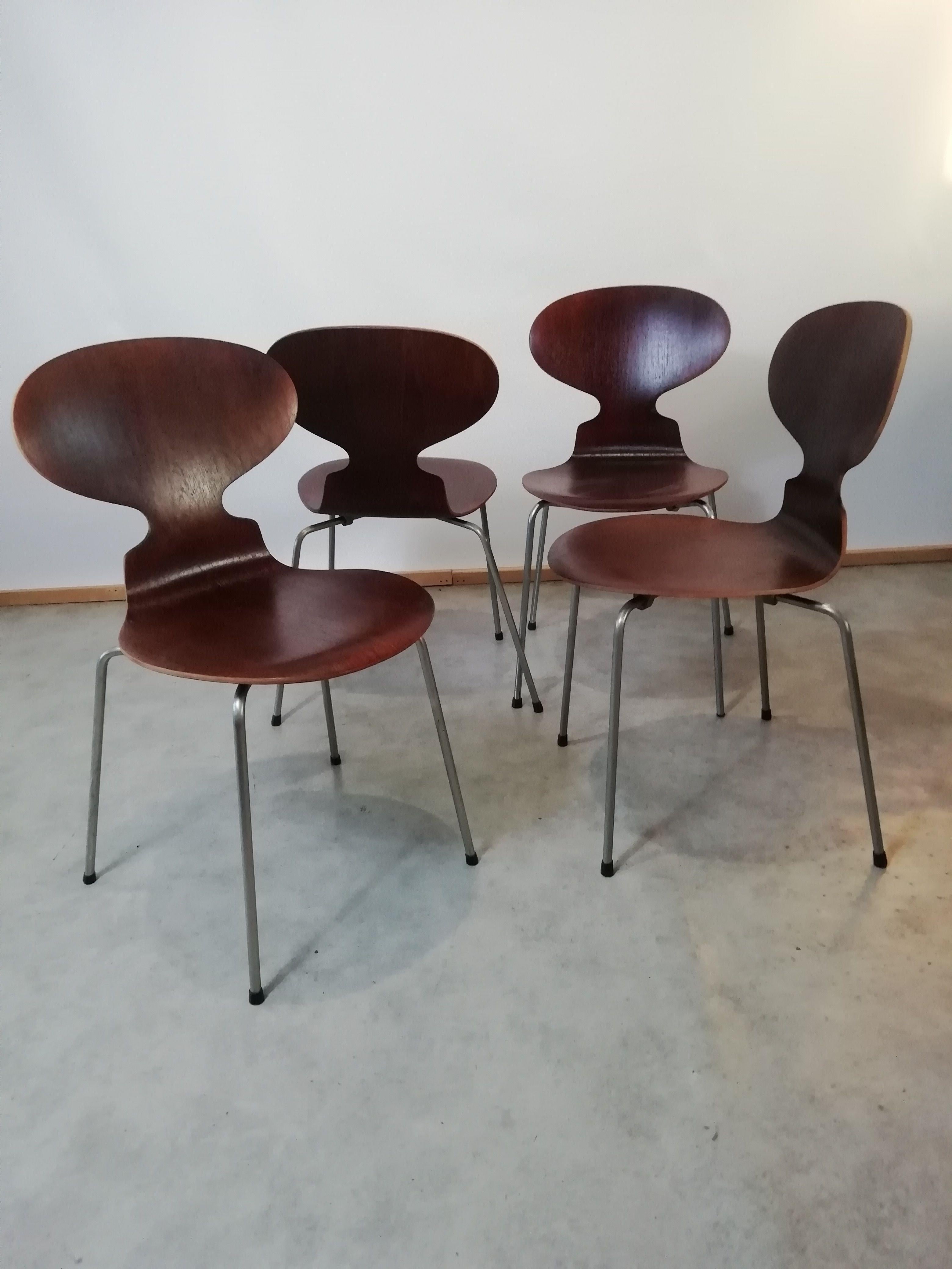 20th Century Ant Dining Chairs by Arne Jacobsen Fritz Hansen, 1950s, Set of 4 3