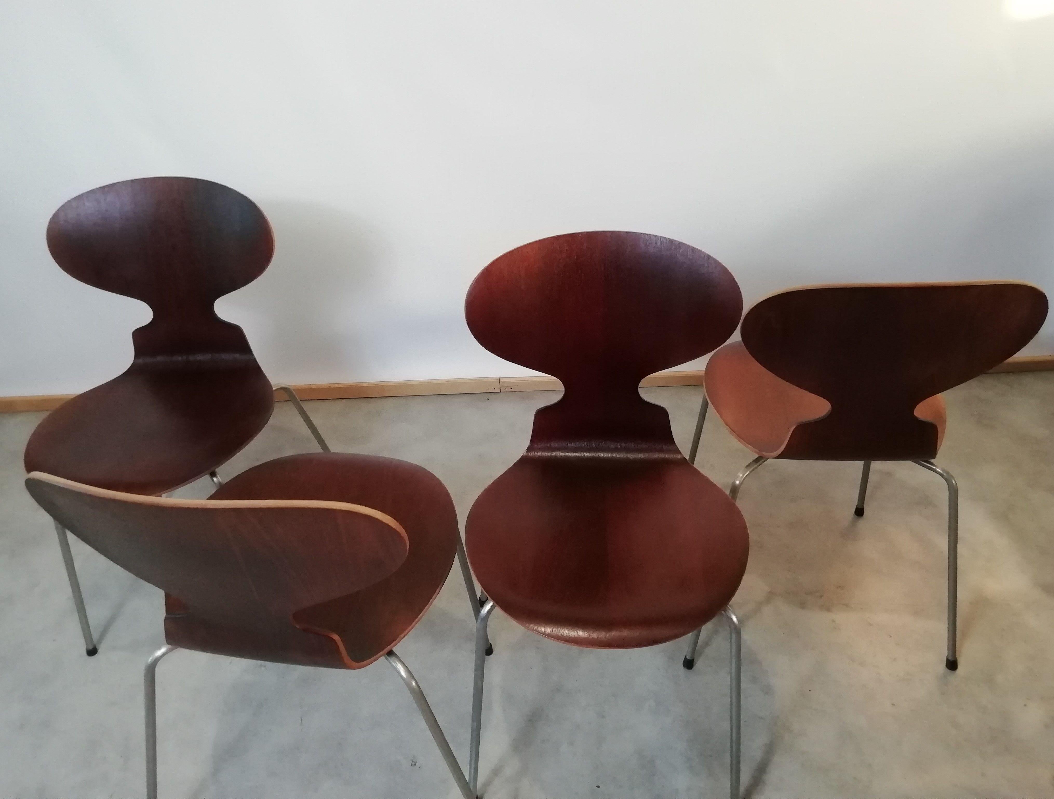 20th Century Ant Dining Chairs by Arne Jacobsen Fritz Hansen, 1950s, Set of 4 In Good Condition In Bunnik, NL