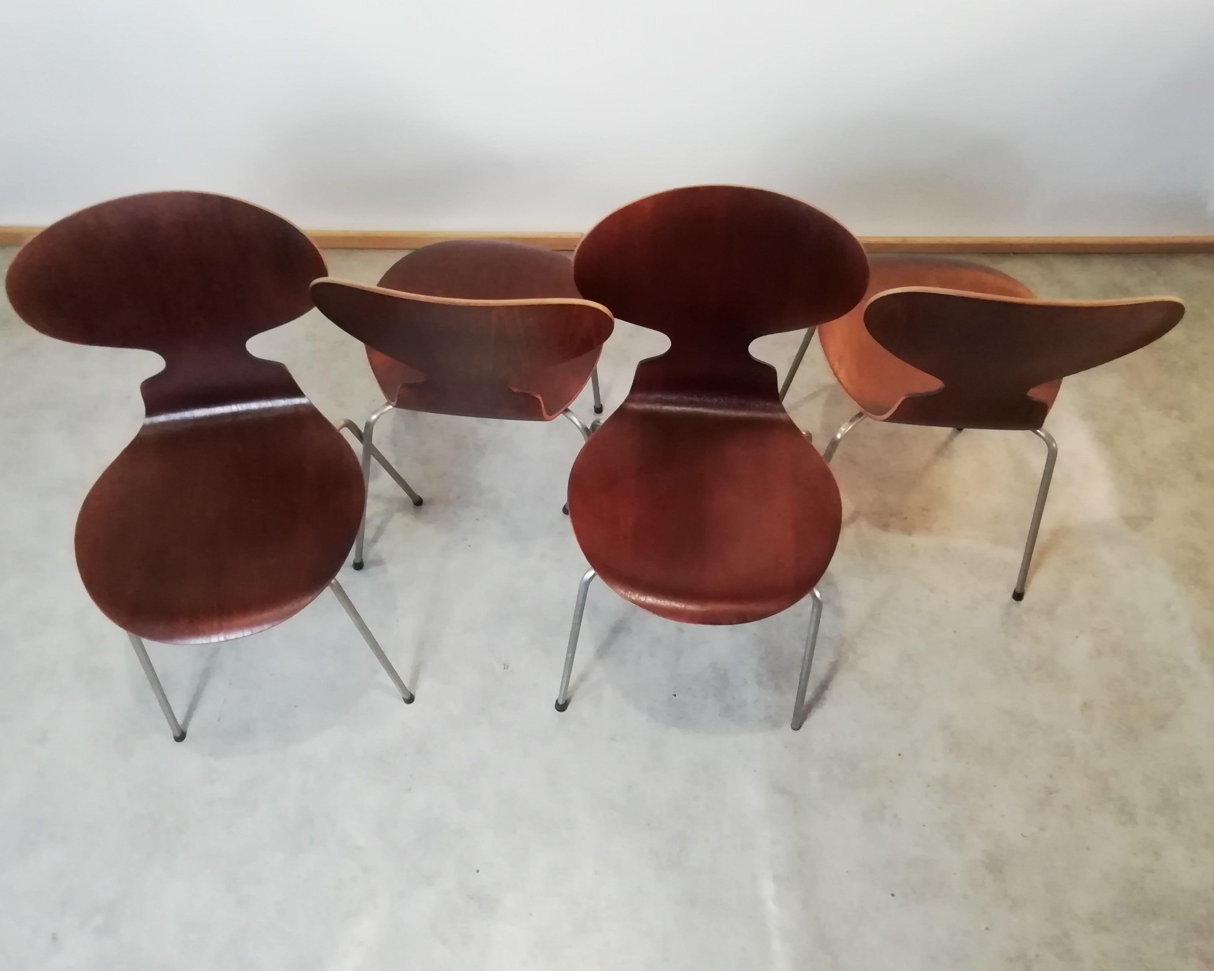 20th Century Ant Dining Chairs by Arne Jacobsen Fritz Hansen, 1950s, Set of 4 1