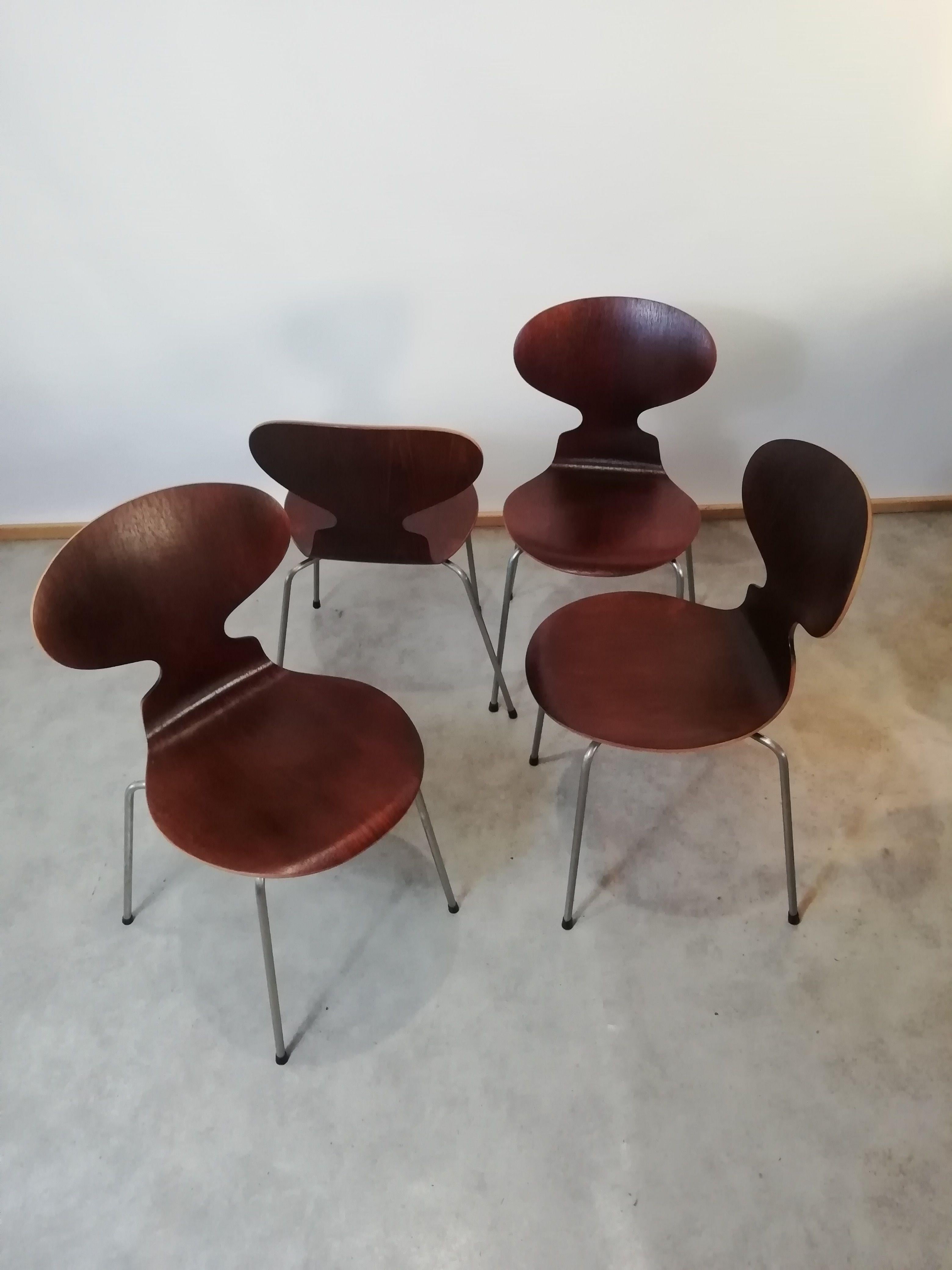 20th Century Ant Dining Chairs by Arne Jacobsen Fritz Hansen, 1950s, Set of 4 2