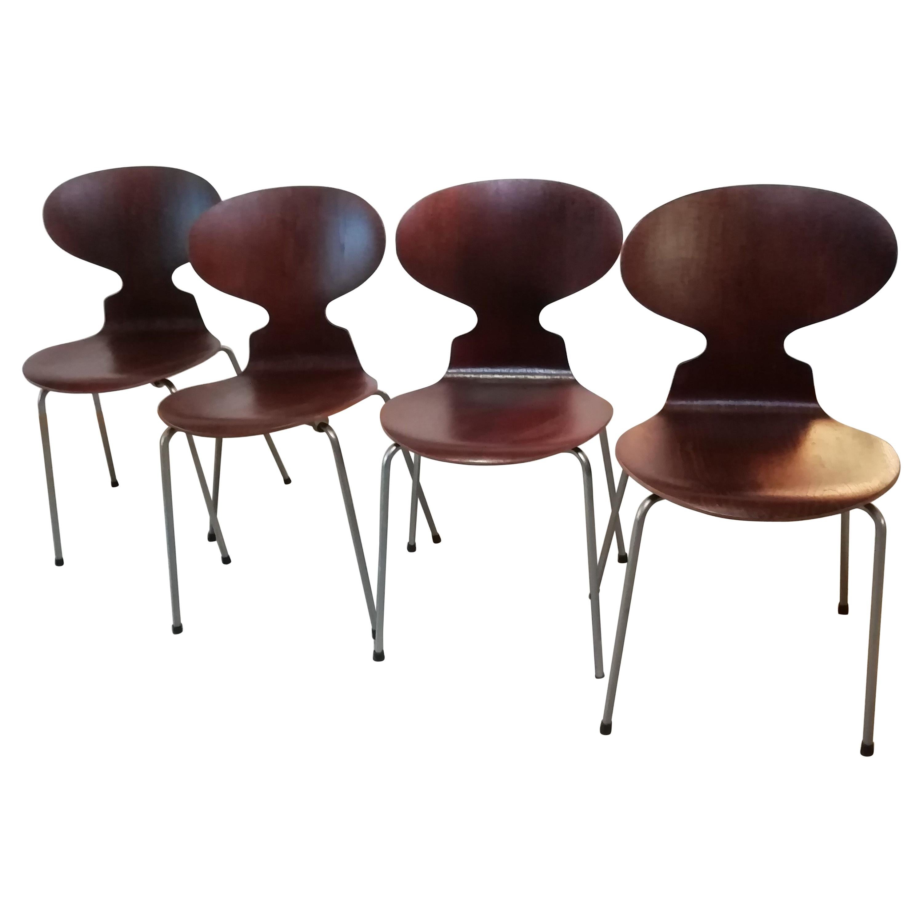 20th Century Ant Dining Chairs by Arne Jacobsen Fritz Hansen, 1950s, Set of  4 For Sale at 1stDibs