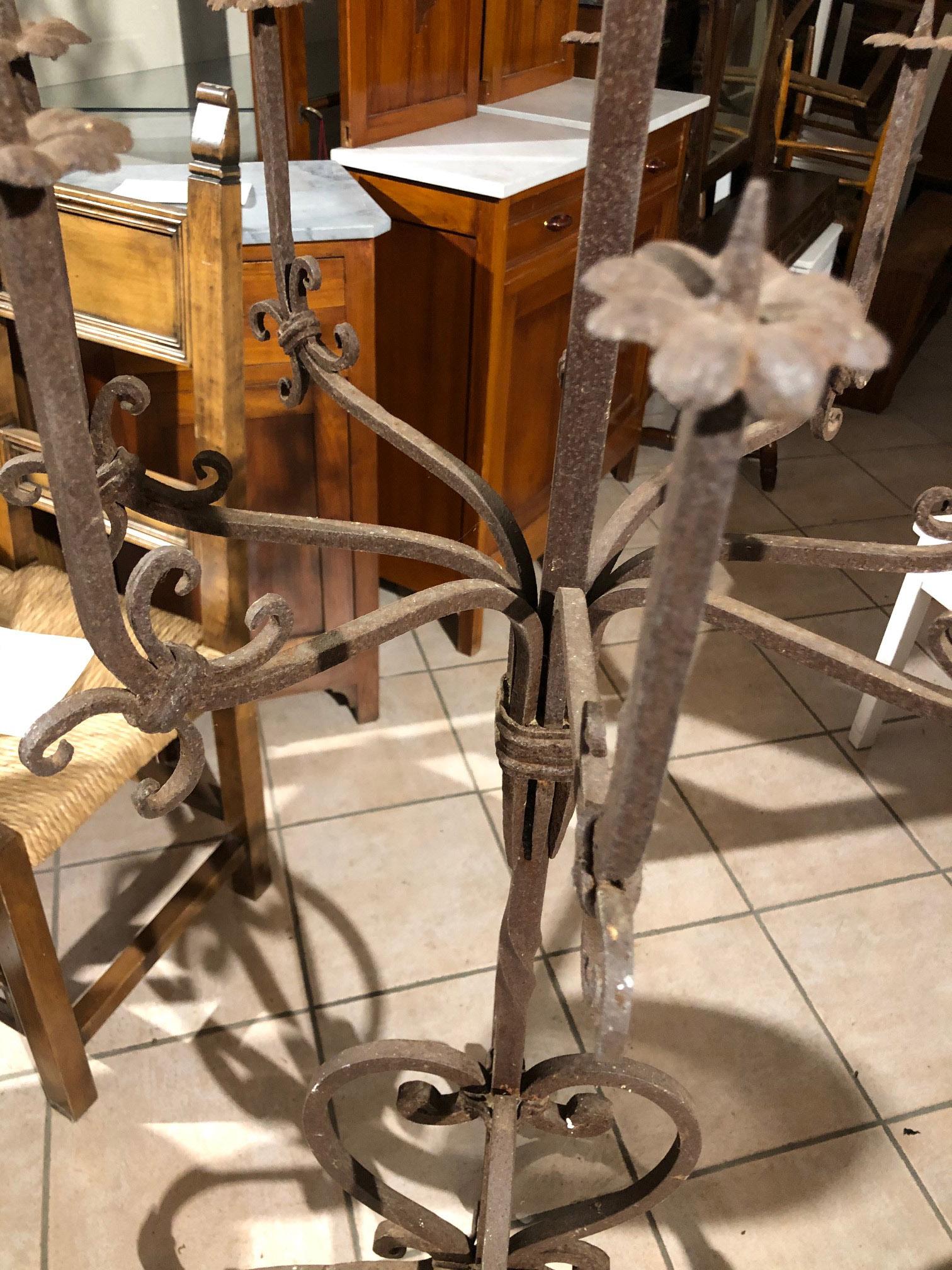 20th Century Antique 17-Place Candleholder in Wrought Iron Design In Good Condition In Buggiano, IT