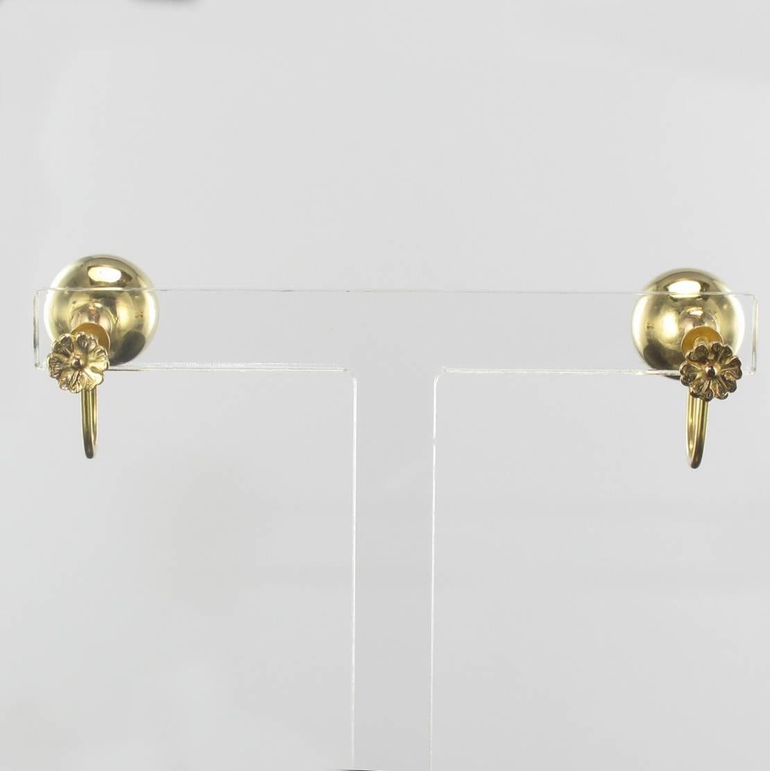 20th Century Antique 18 Karat Gold Pearls Earrings 1