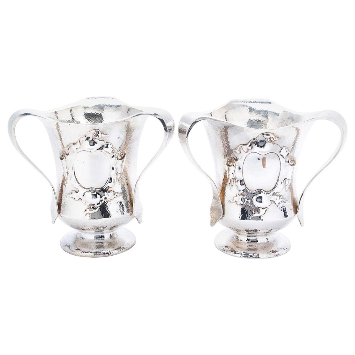 20th Century Antique Arts & Crafts Solid Silver Wine Coolers, c.1906 For Sale