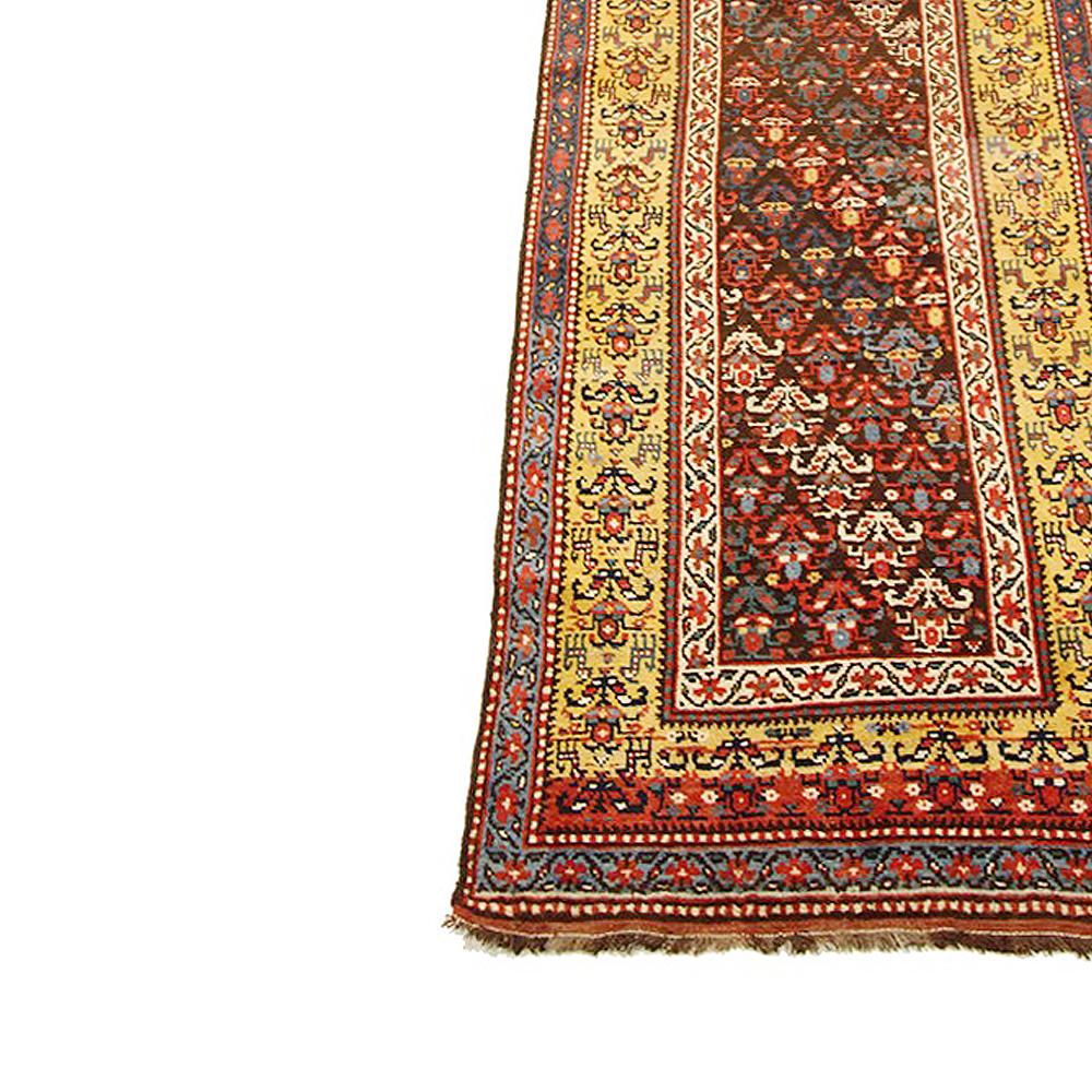 Persian 20th Century Antique Azerbaijan Runner Rug with Colored Floral Motifs All-Over For Sale