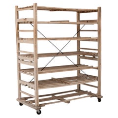 20th Century Antique Belgian Wooden Bakery Cart on Wheels