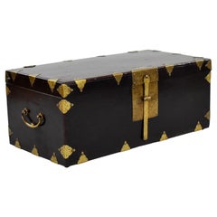 20th Century Antique Black Lacquer Trunk
