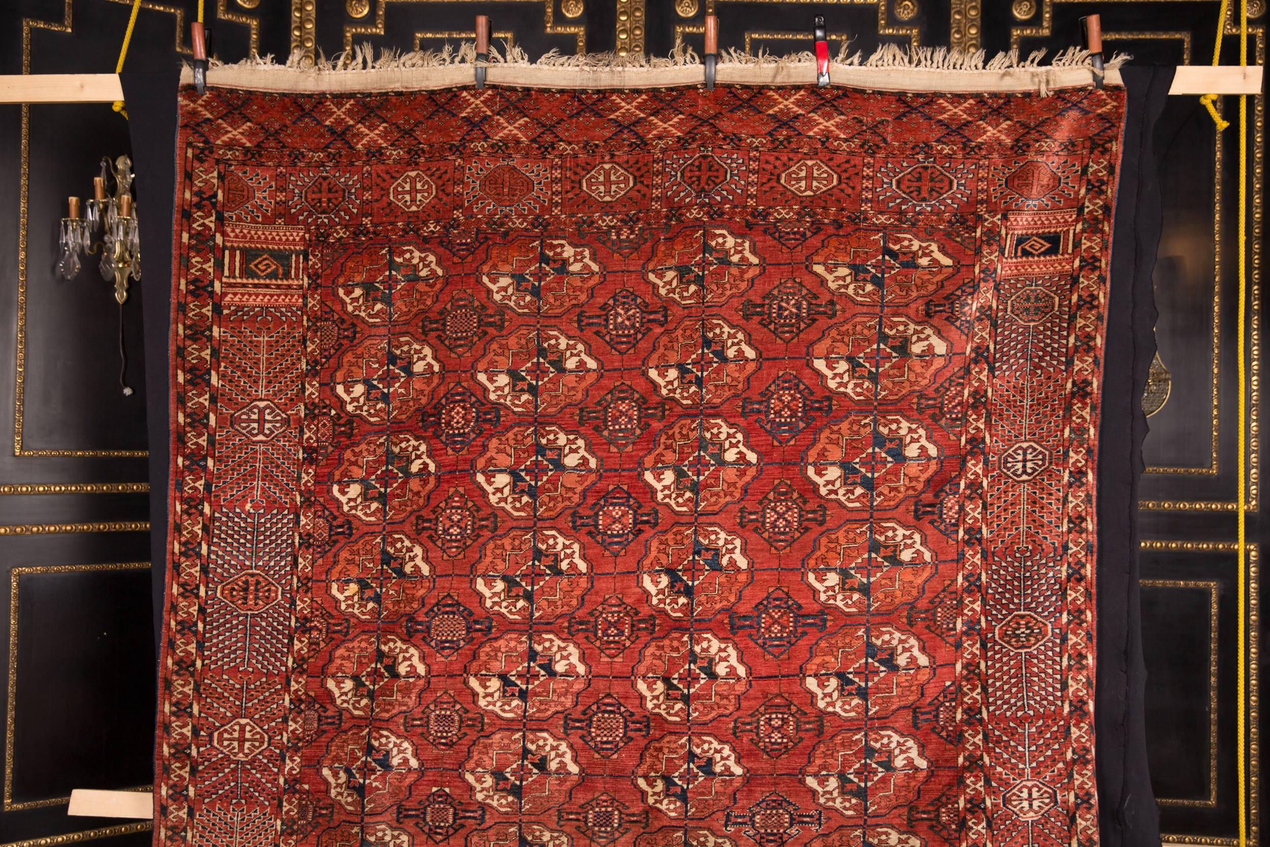 Wonderful antique rare Buchara carpet.
