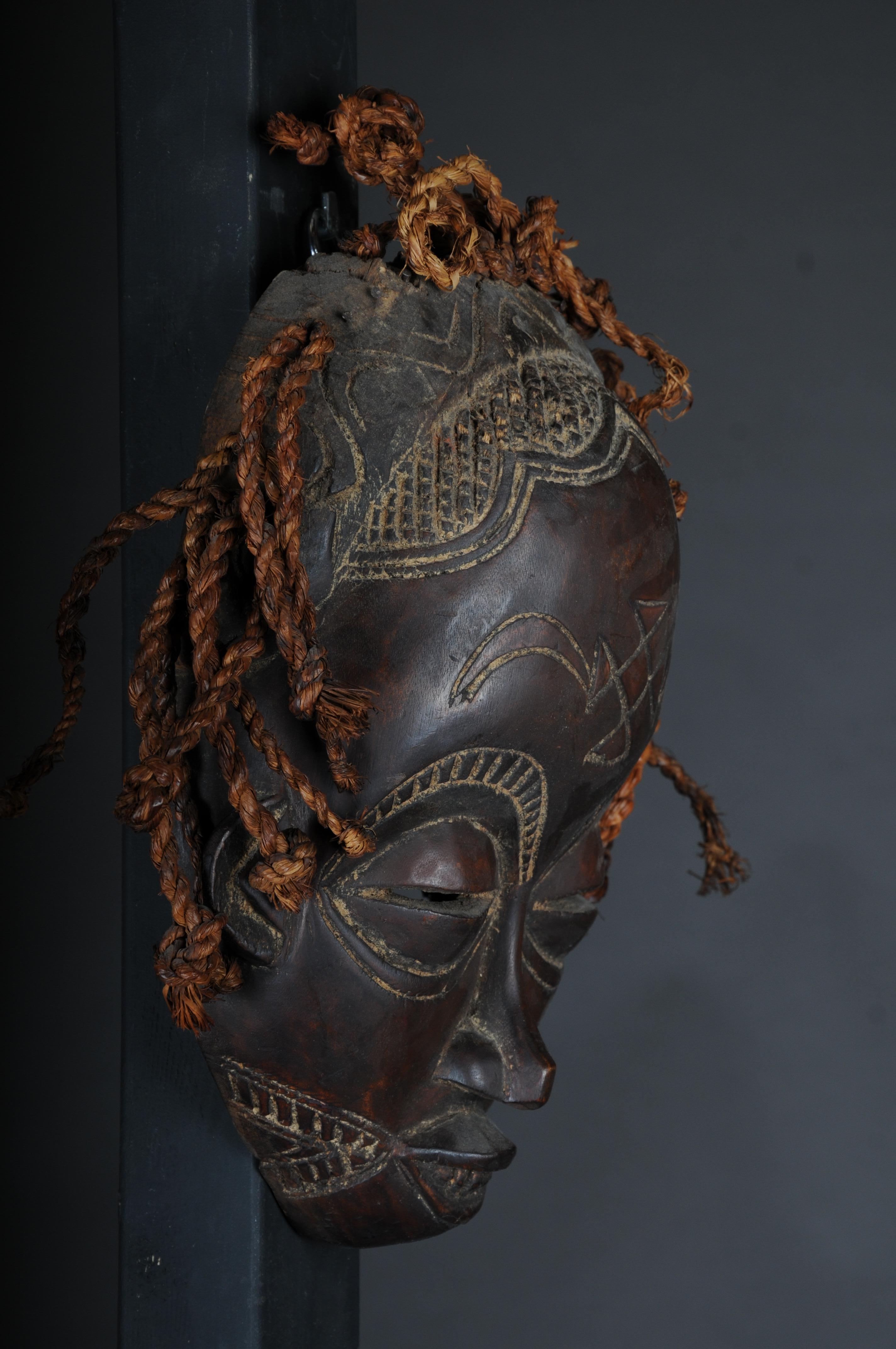Hand-Carved 20th Century Antique Carved Wood Mask, African Art For Sale